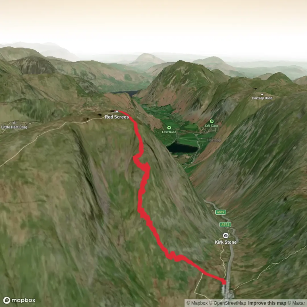 An image depicting the trail Red Screes & Middle Dodd and its surrounding area.