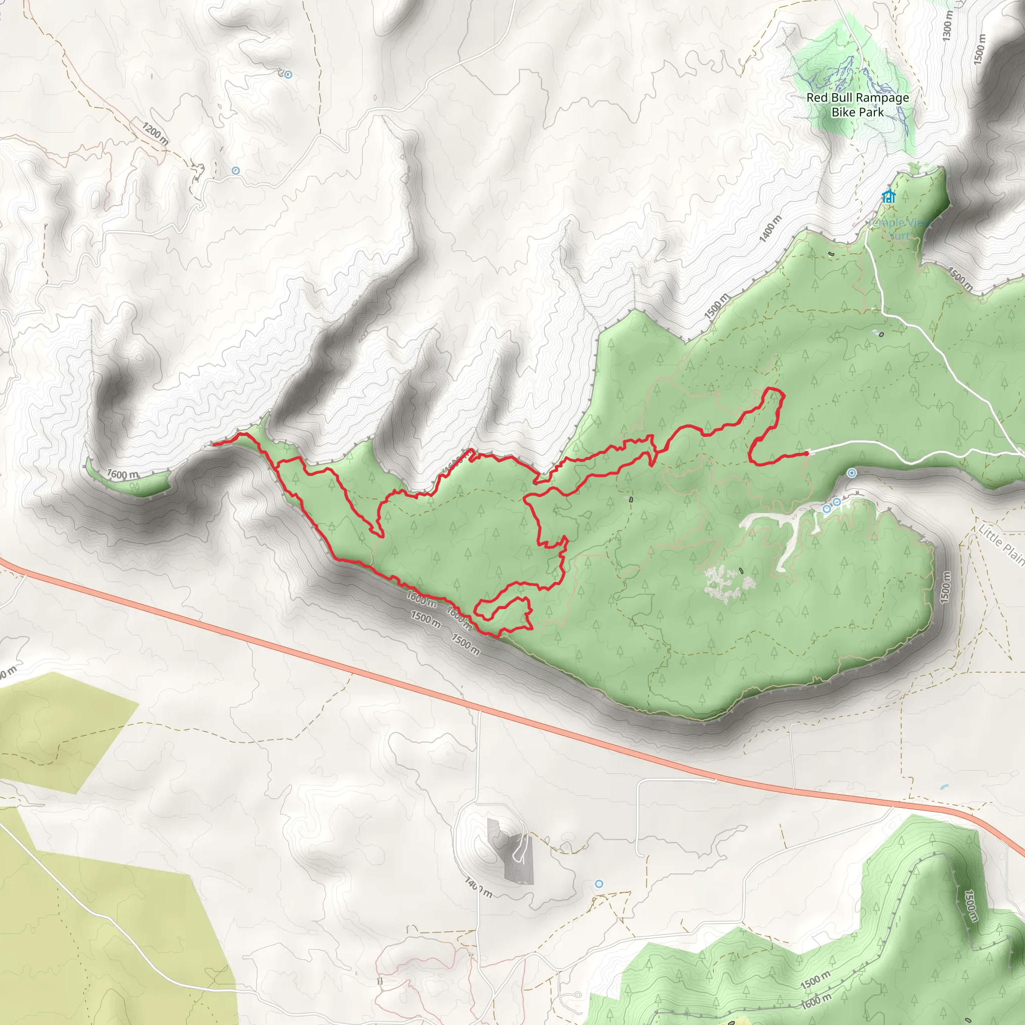 Practice Loop and North-South Rim Trail mobile static map