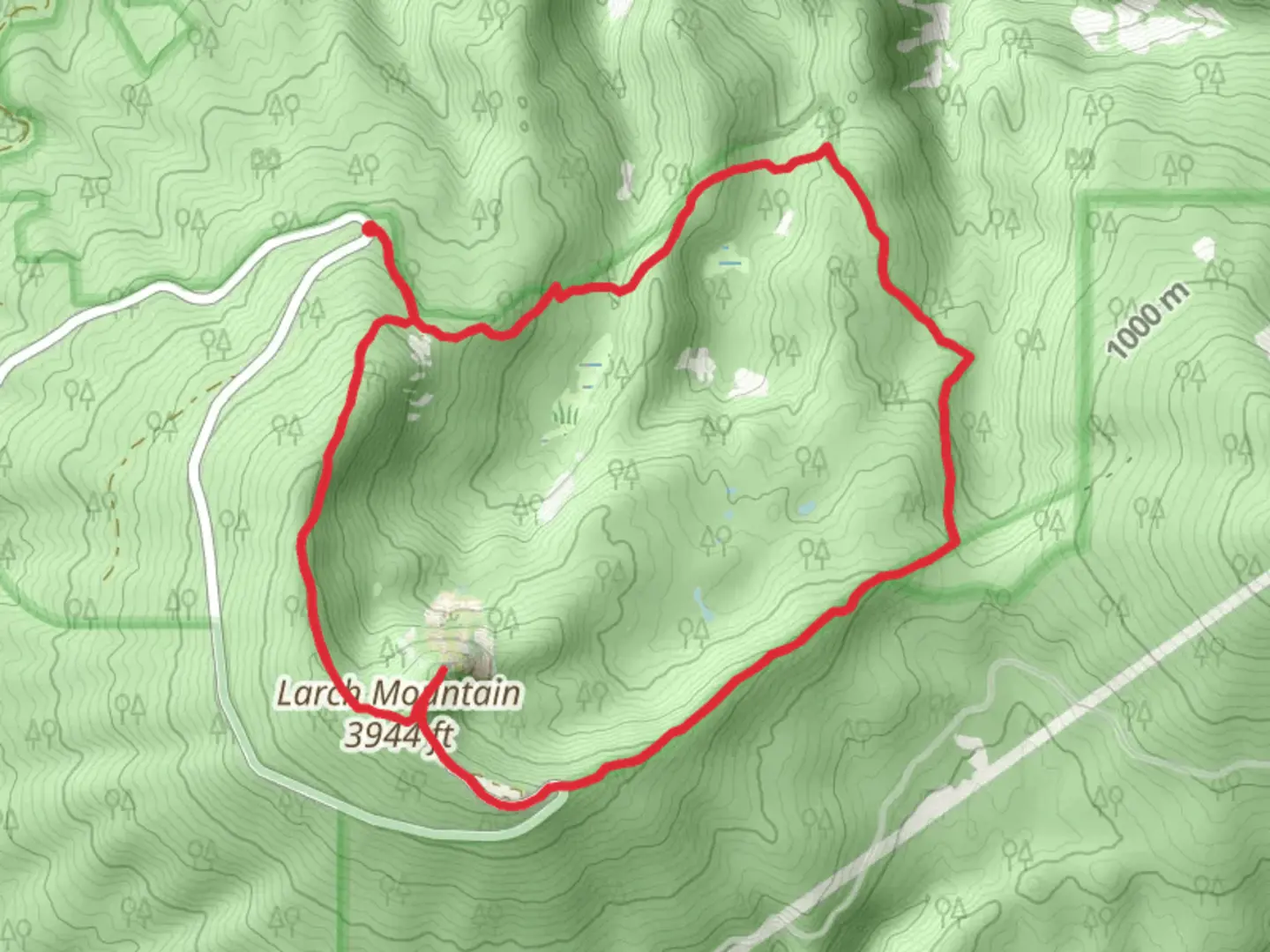 An image depicting the trail Larch Mountain, Sherrard Point and Oneonta Loop Trail and its surrounding area.