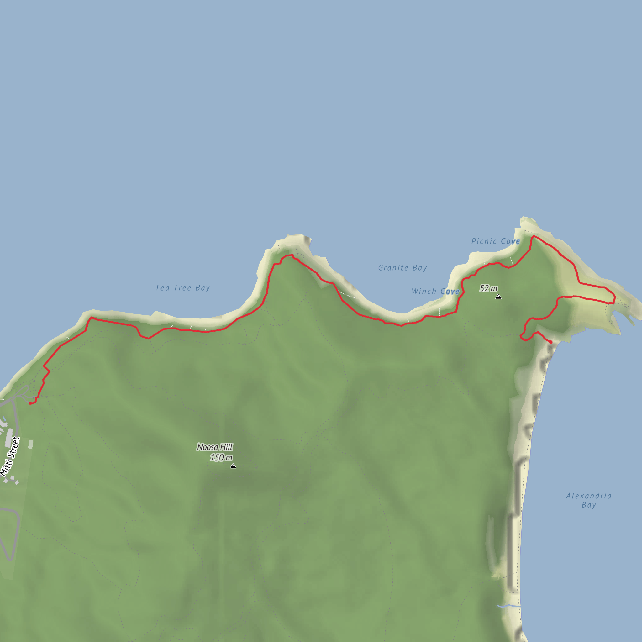 Noosa National Park via Granite Bay mobile static map