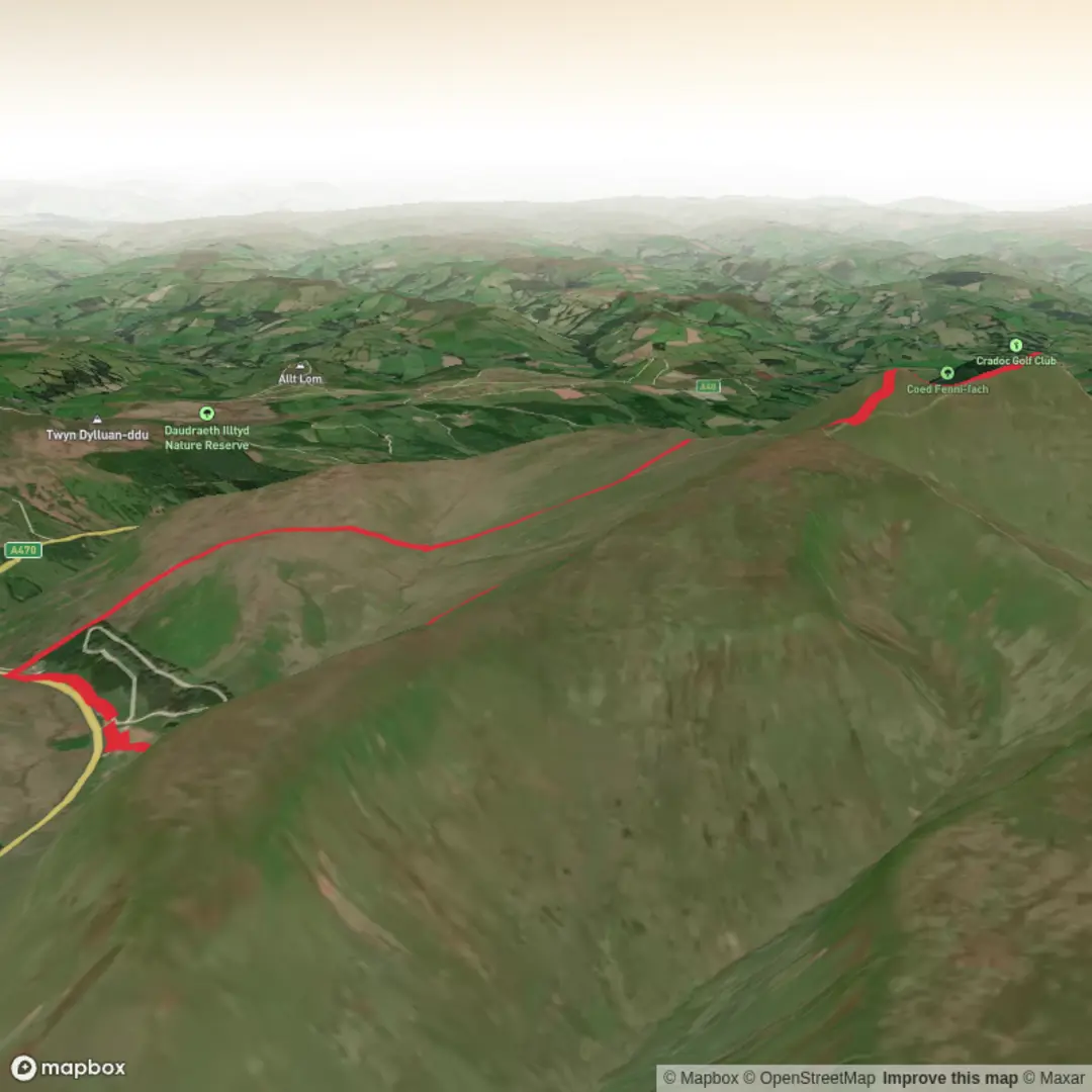 An image depicting the trail Pen y Fan and Llyn Cwm Llwch and its surrounding area.
