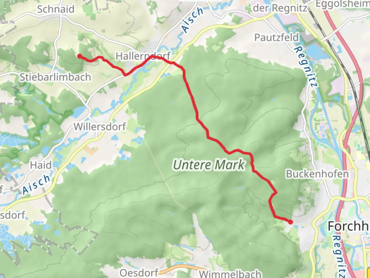 An image depicting the trail Burk to Kreuzberg Walk and its surrounding area.