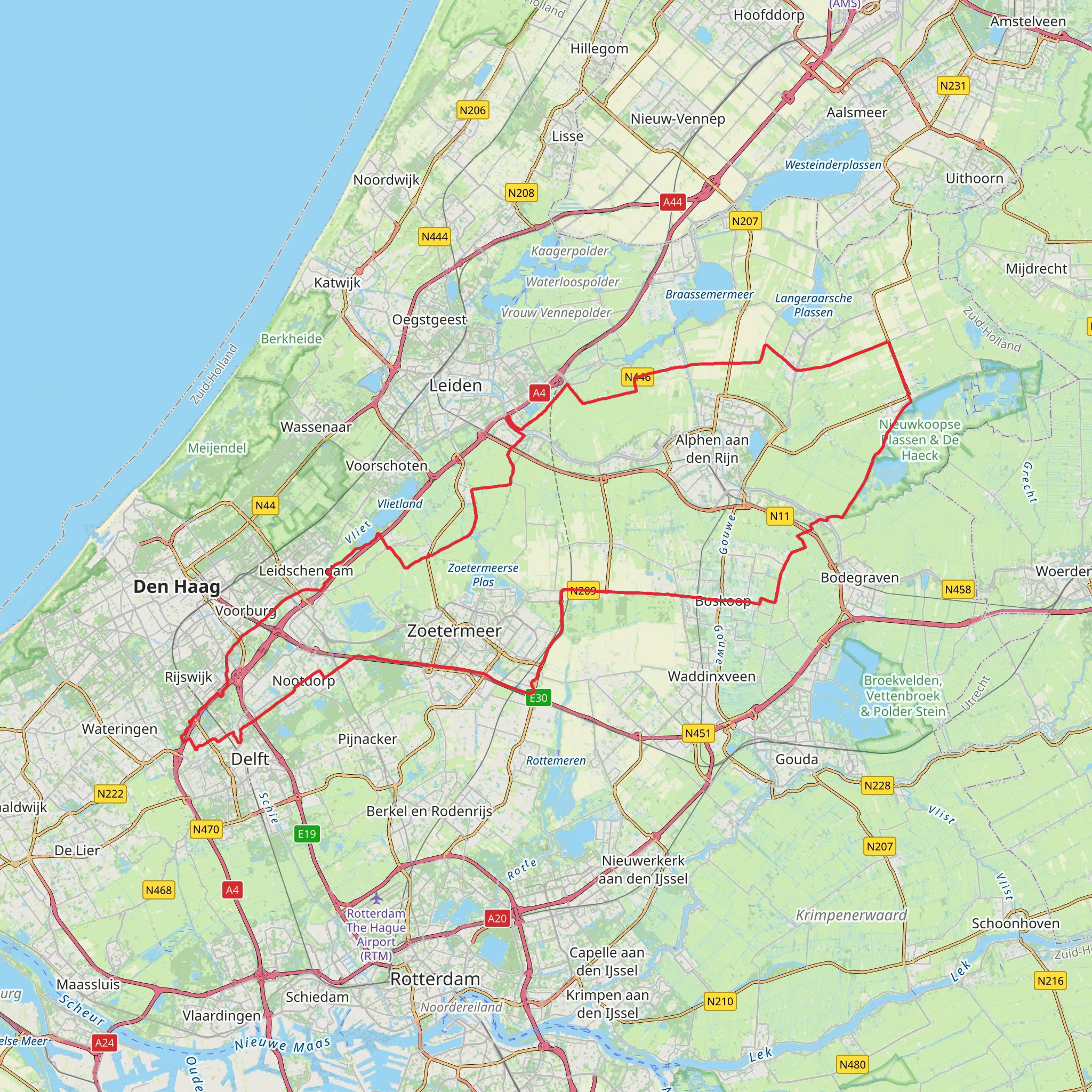 Plaspoelpolderpad, Houtzaagmolenpad, Westvlietweg, Duinwaterpad and Gravenpad mobile static map