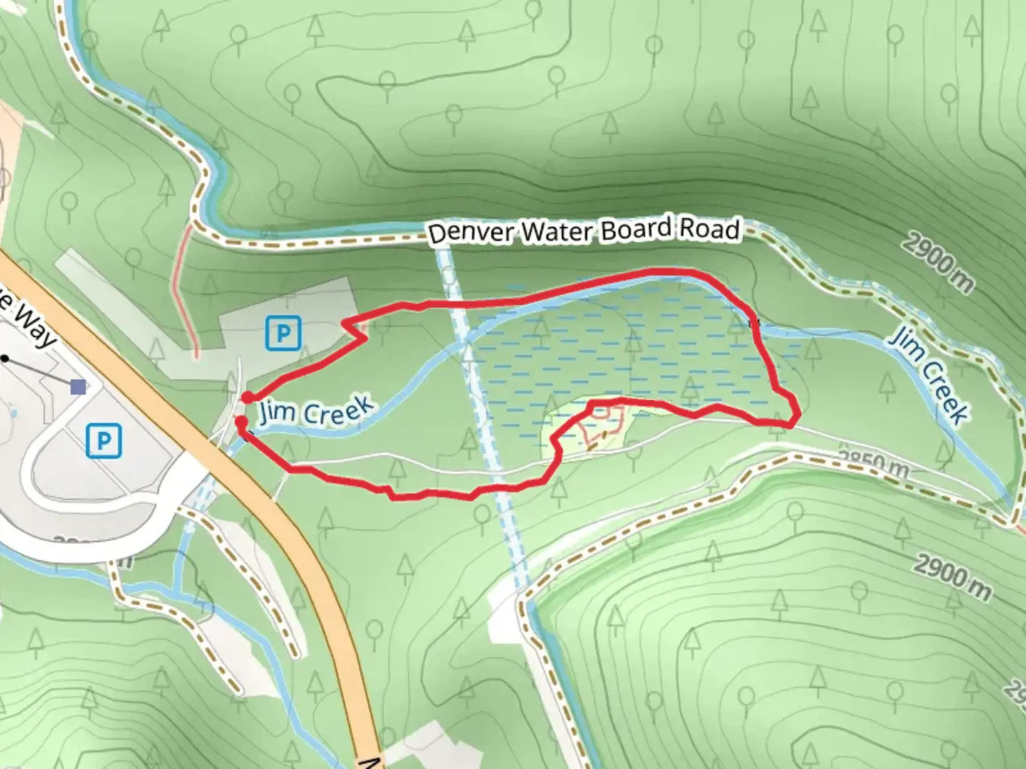 An image depicting the trail Loop around Jim Creek Campground and its surrounding area.