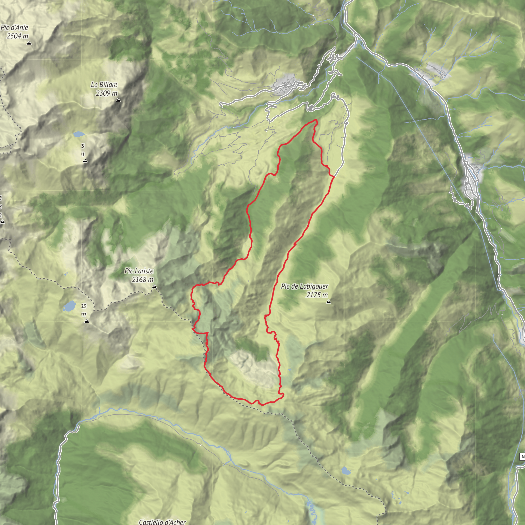 Picq de Burcq and Col de Pau via Col du Saoubathou mobile static map