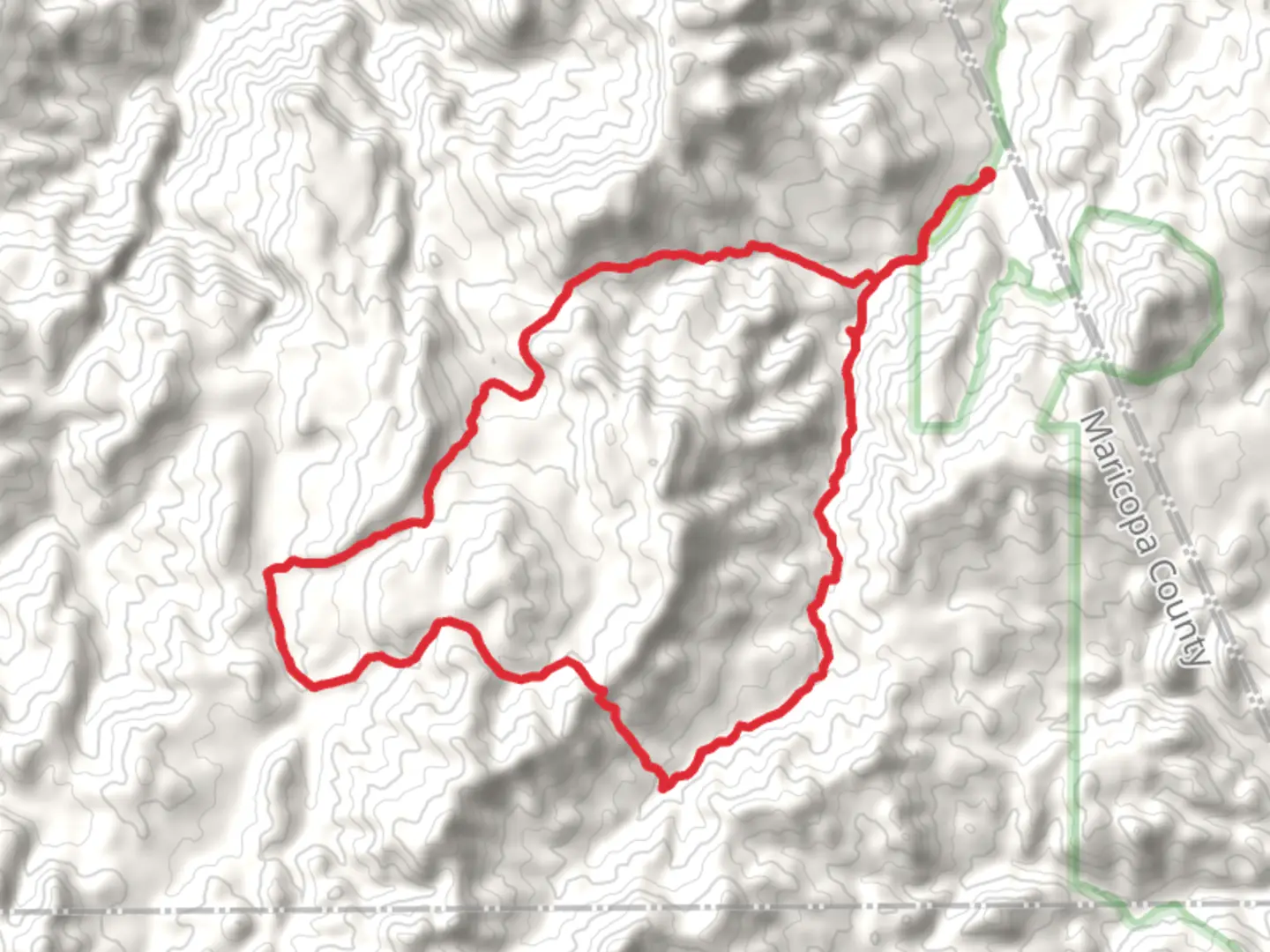 An image depicting the trail Campaign, Reavis Gap and Fire Line Loop Trail and its surrounding area.