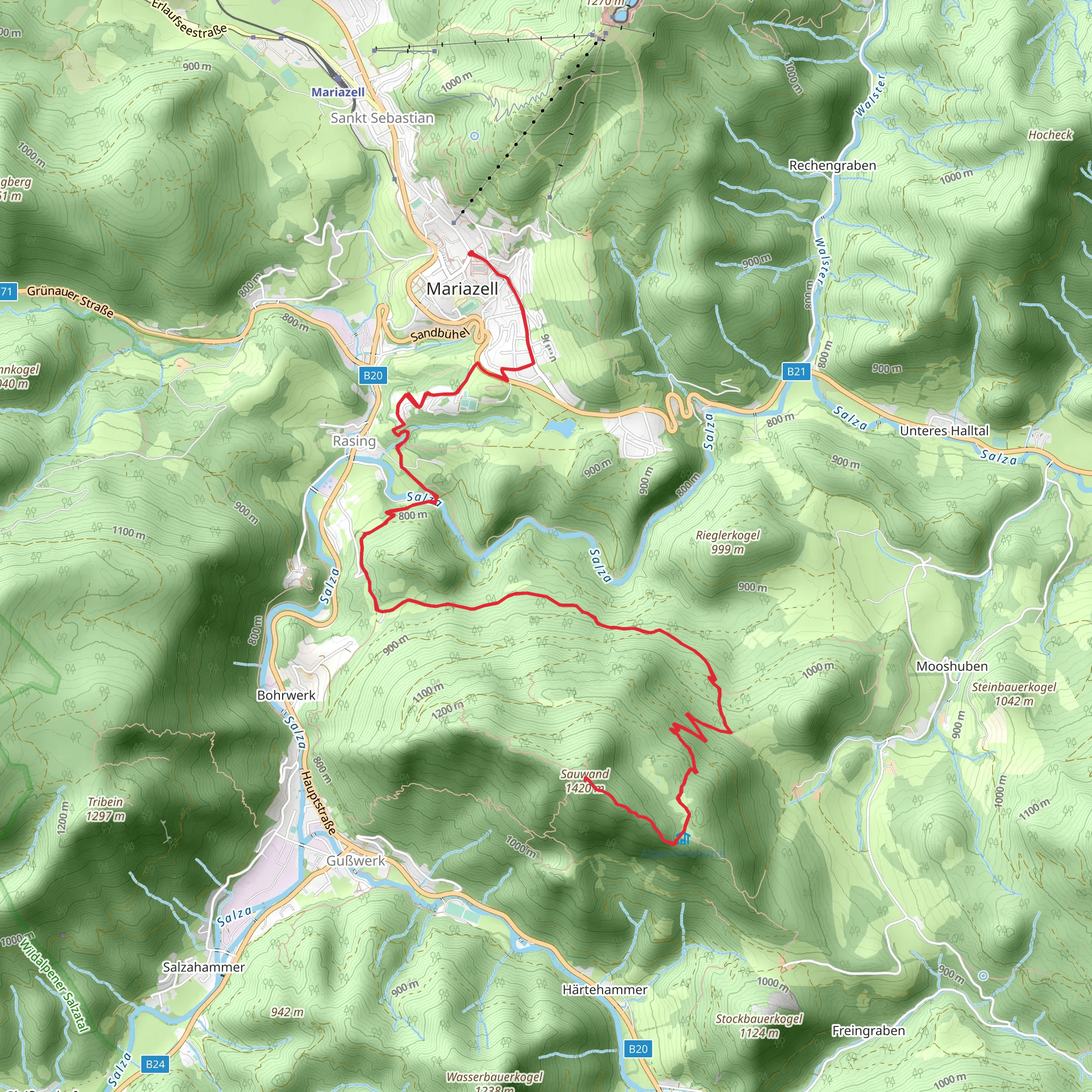 Mariazell to the Sauwand mobile static map