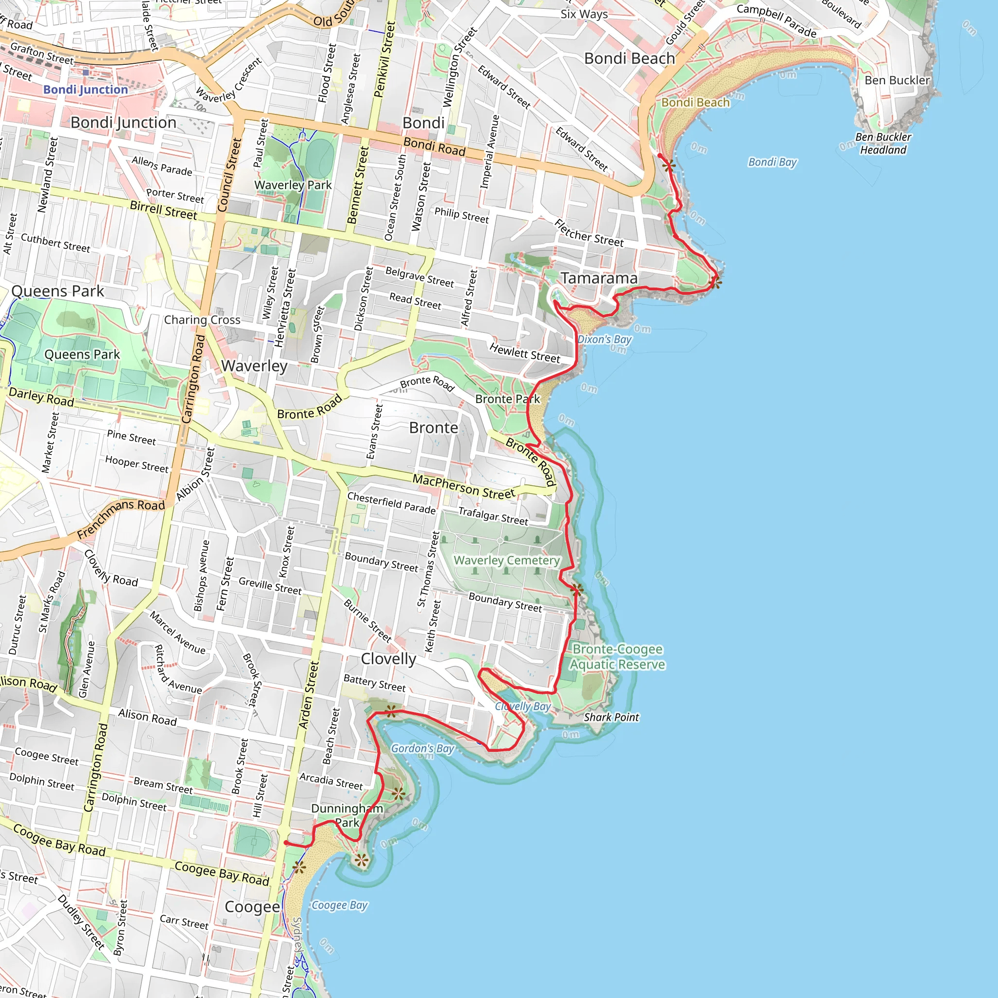 Bondi to Coogee Coastal Walk mobile static map