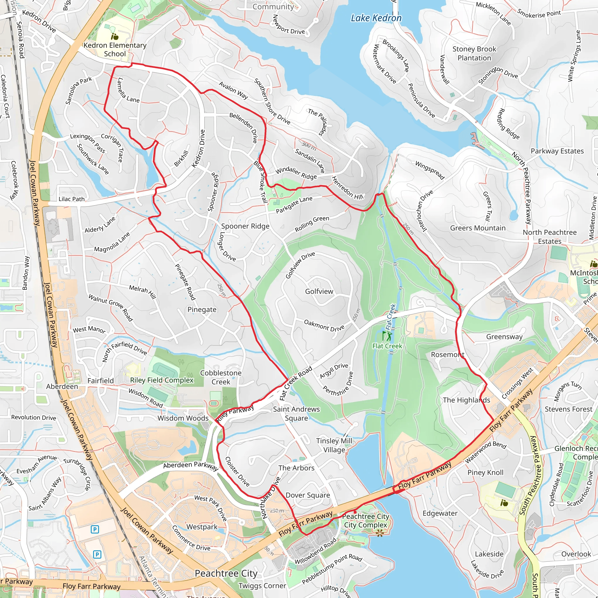Peachtree Lake and Kedron Ponds Loop mobile static map