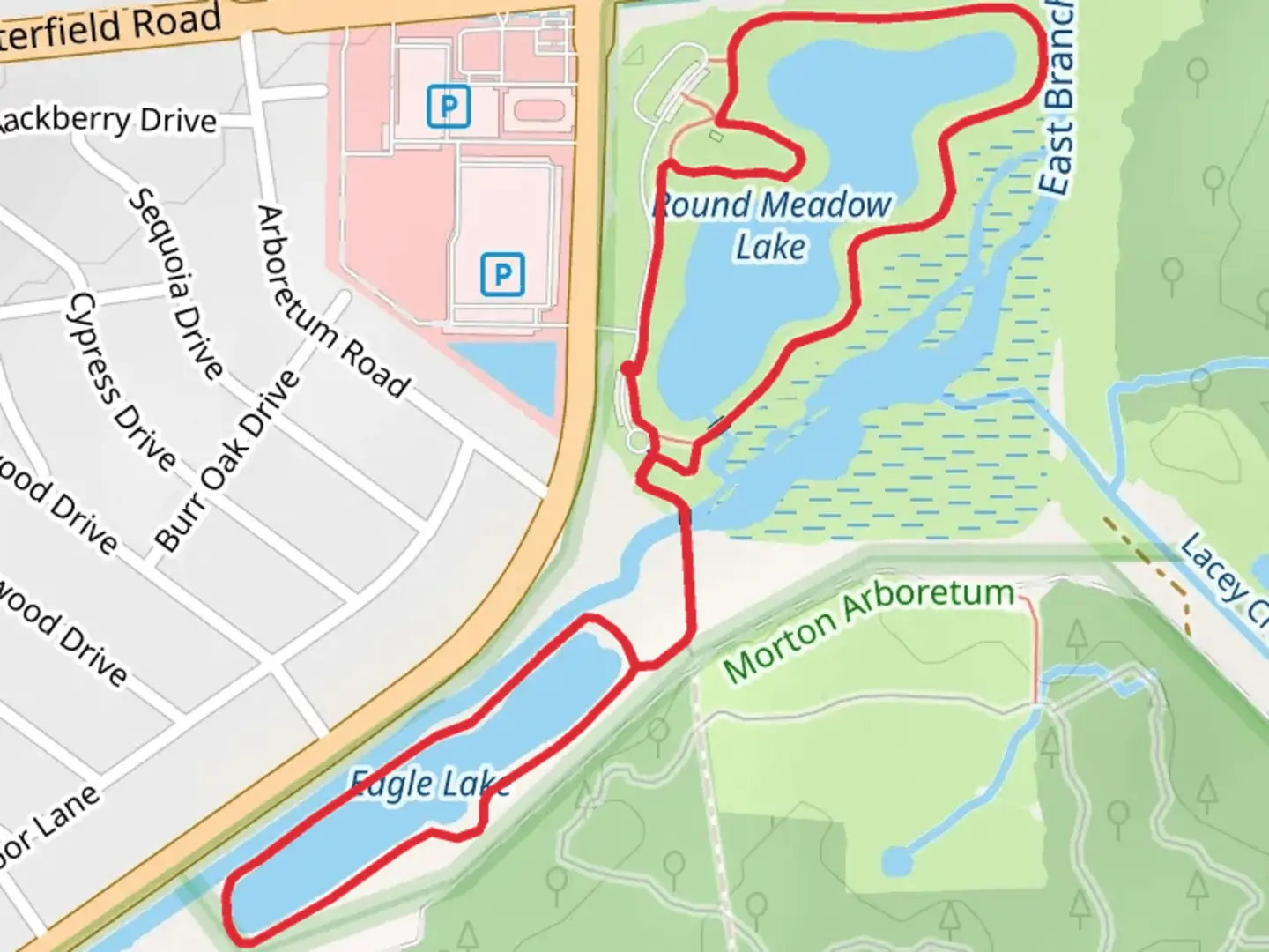 An image depicting the trail Round Meadow Lake and Eagle Lake Loop and its surrounding area.