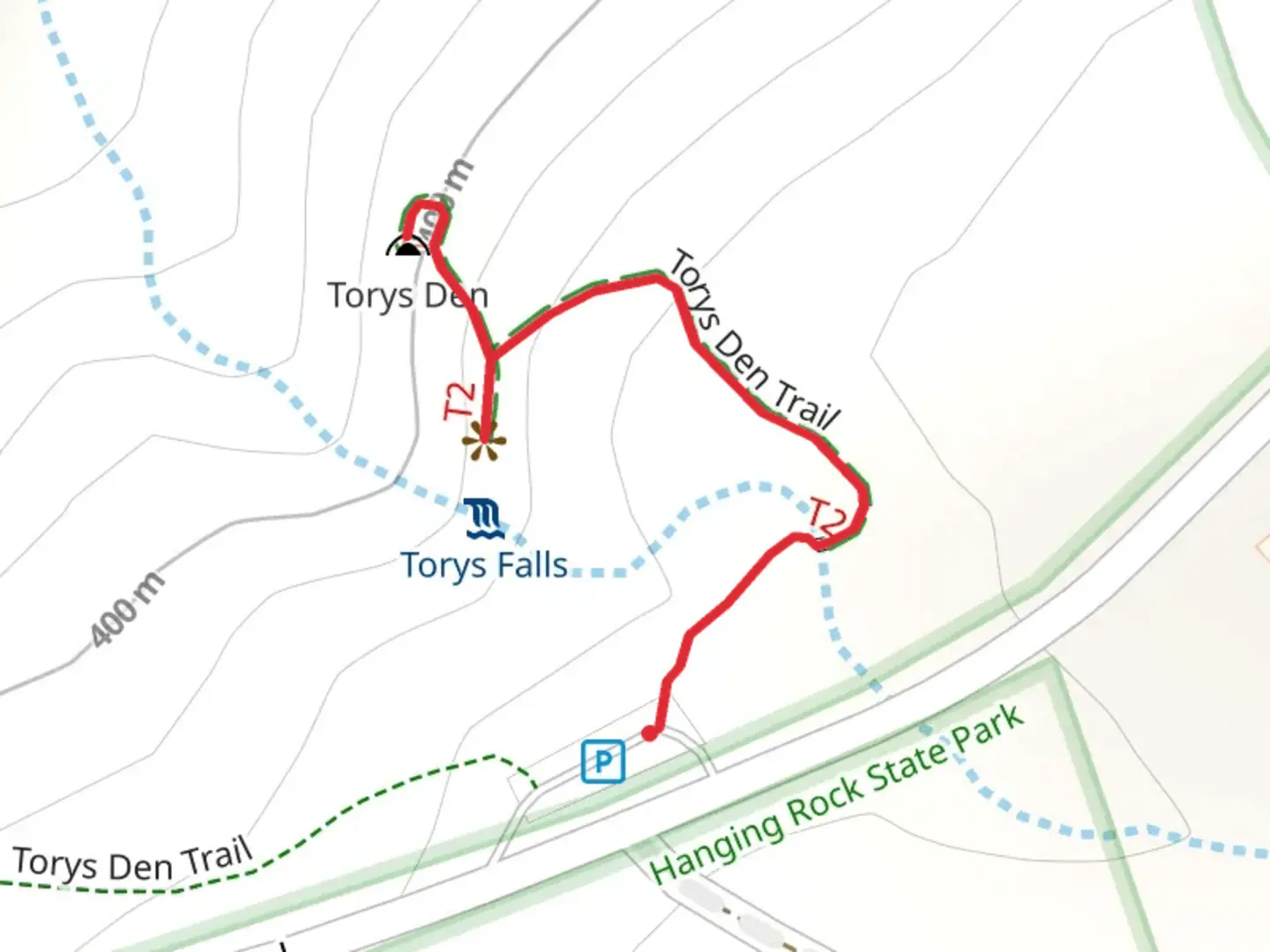 An image depicting the trail Torys Den Trail and its surrounding area.
