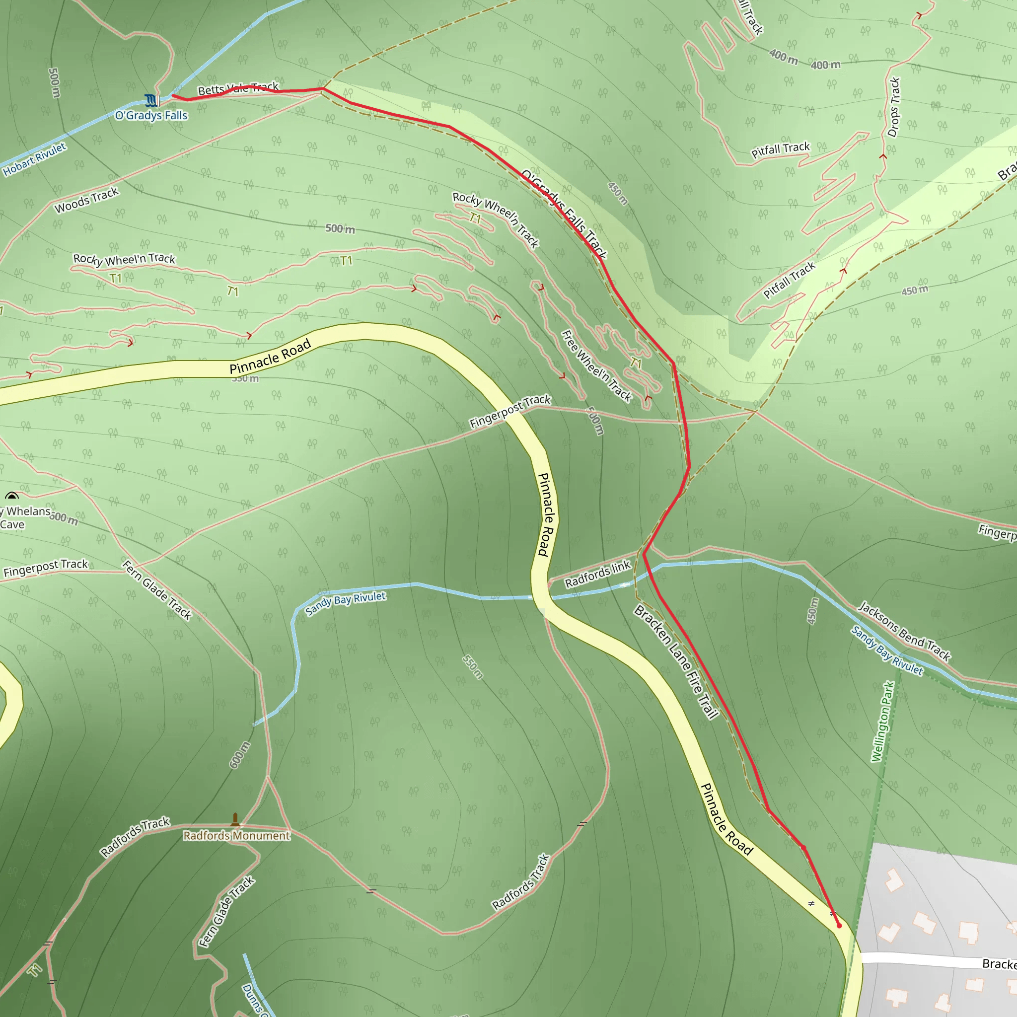 O’Gradys Falls Track mobile static map