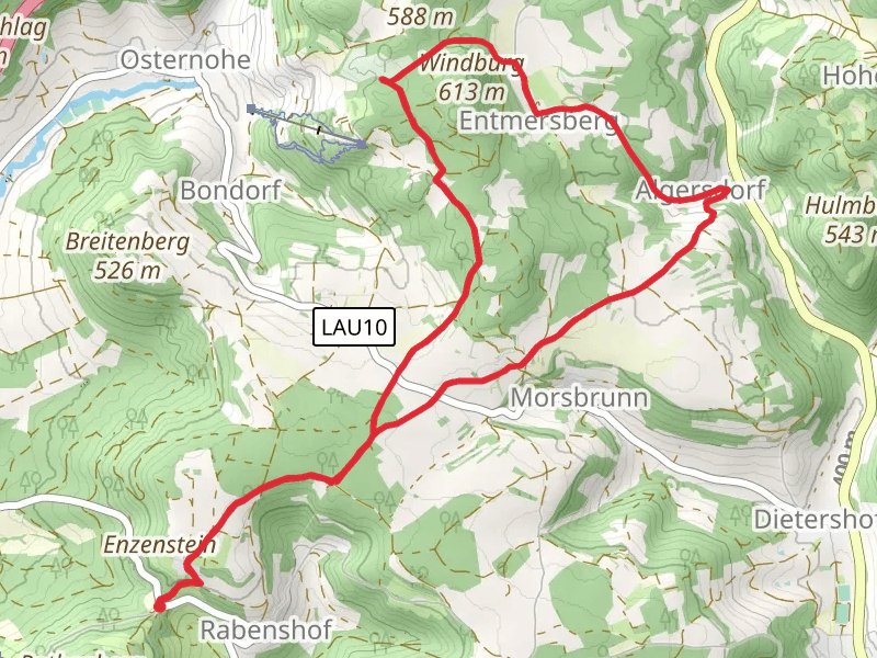 Schlossberg via Blaustrich and Rundweg Osternohe