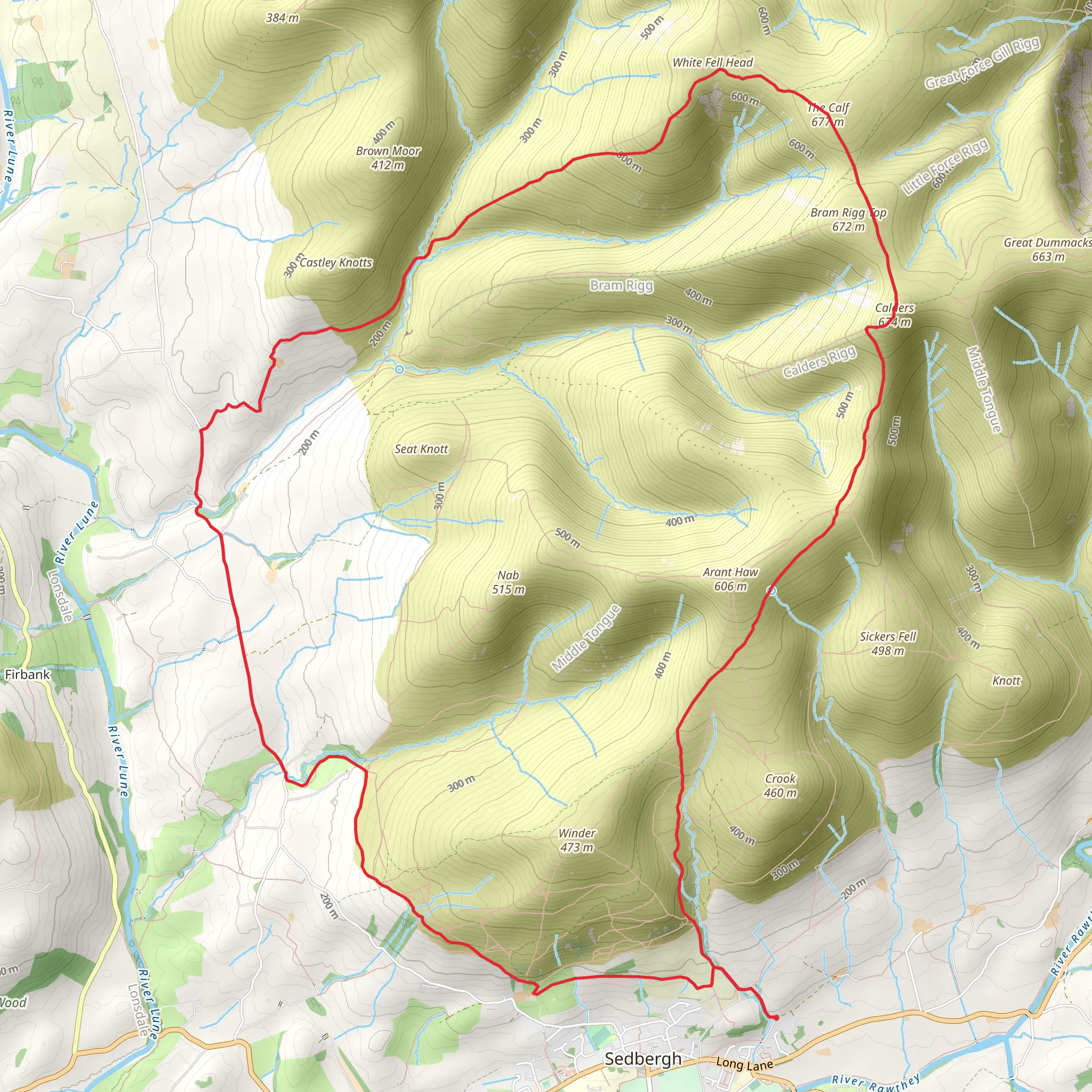 The Calf via Dales Way mobile static map