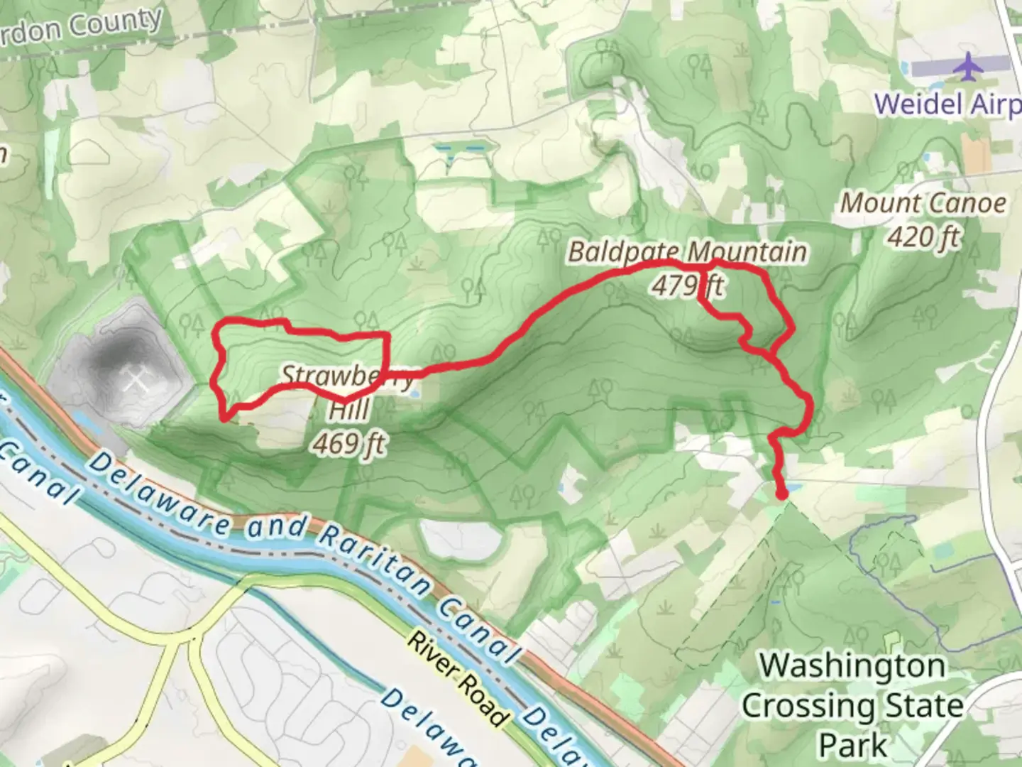 An image depicting the trail Kuser, White-Ridge and Baldpate Mountain Loop Trail and its surrounding area.