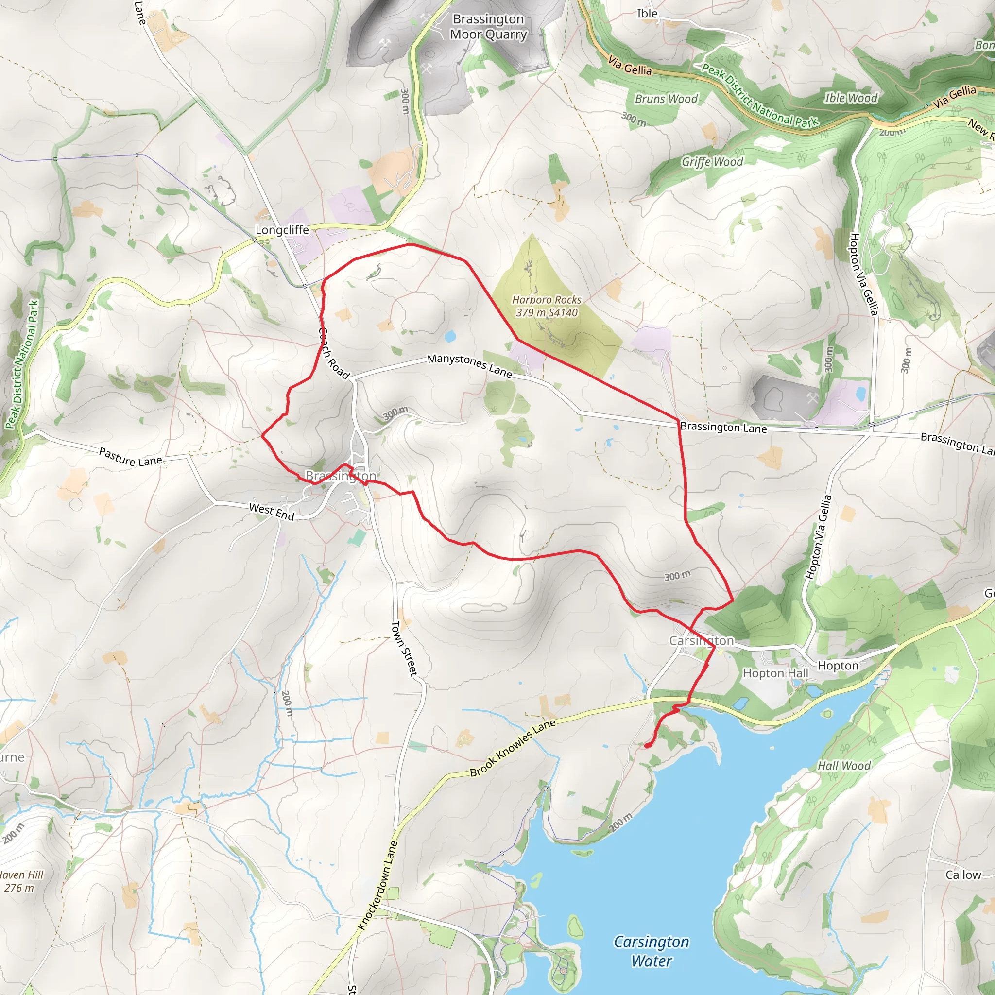 Brassington Loop from Carsington mobile static map