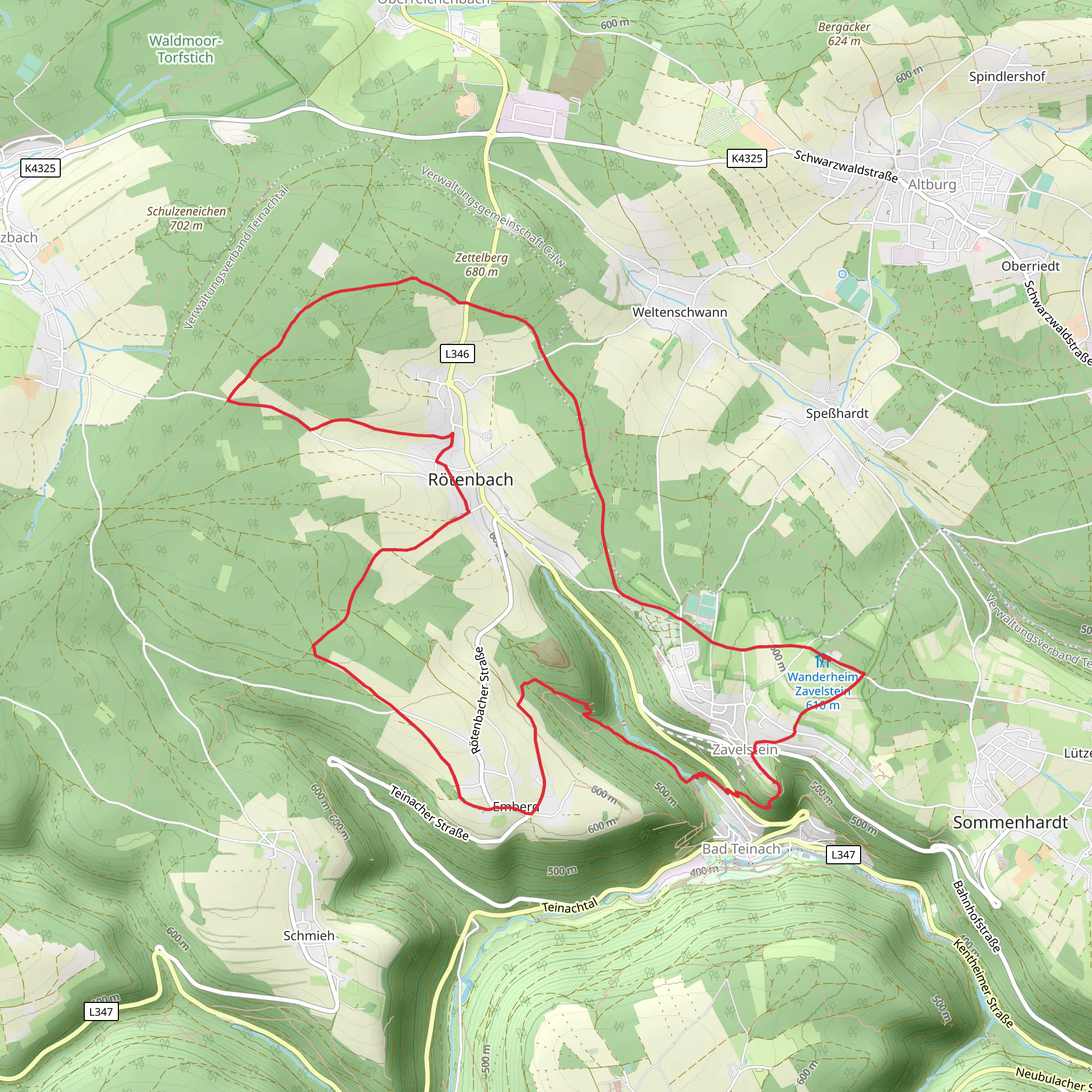 Krokusweg and Heckenwiesle - Zettelberg mobile static map