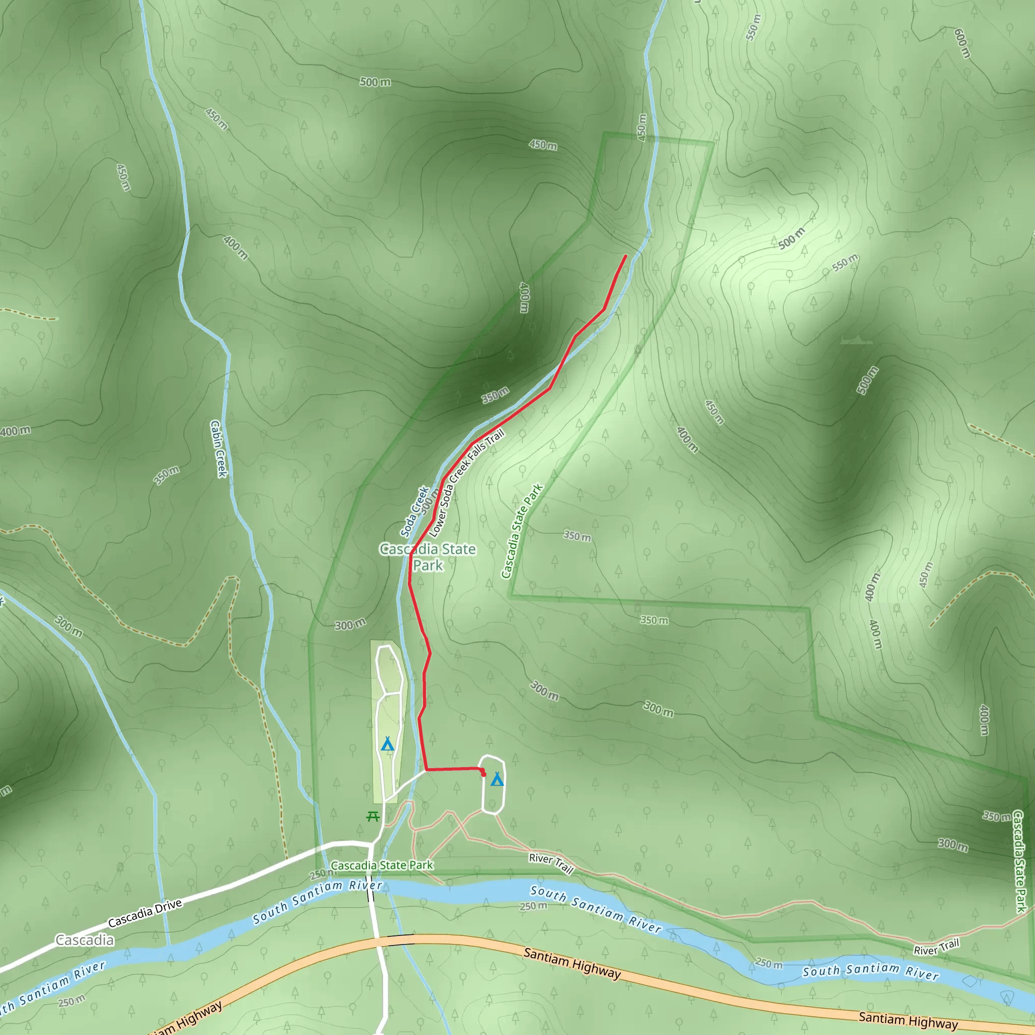 Lower Soda Creek Falls Trail mobile static map