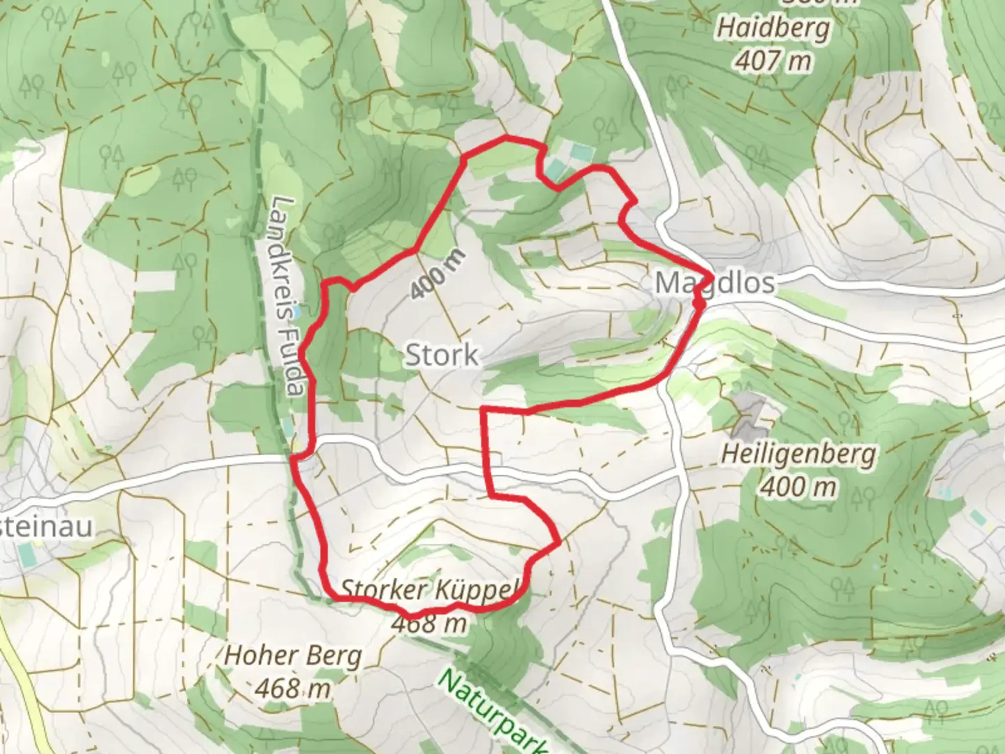 An image depicting the trail Magdlos 1 and 4 Loop and its surrounding area.