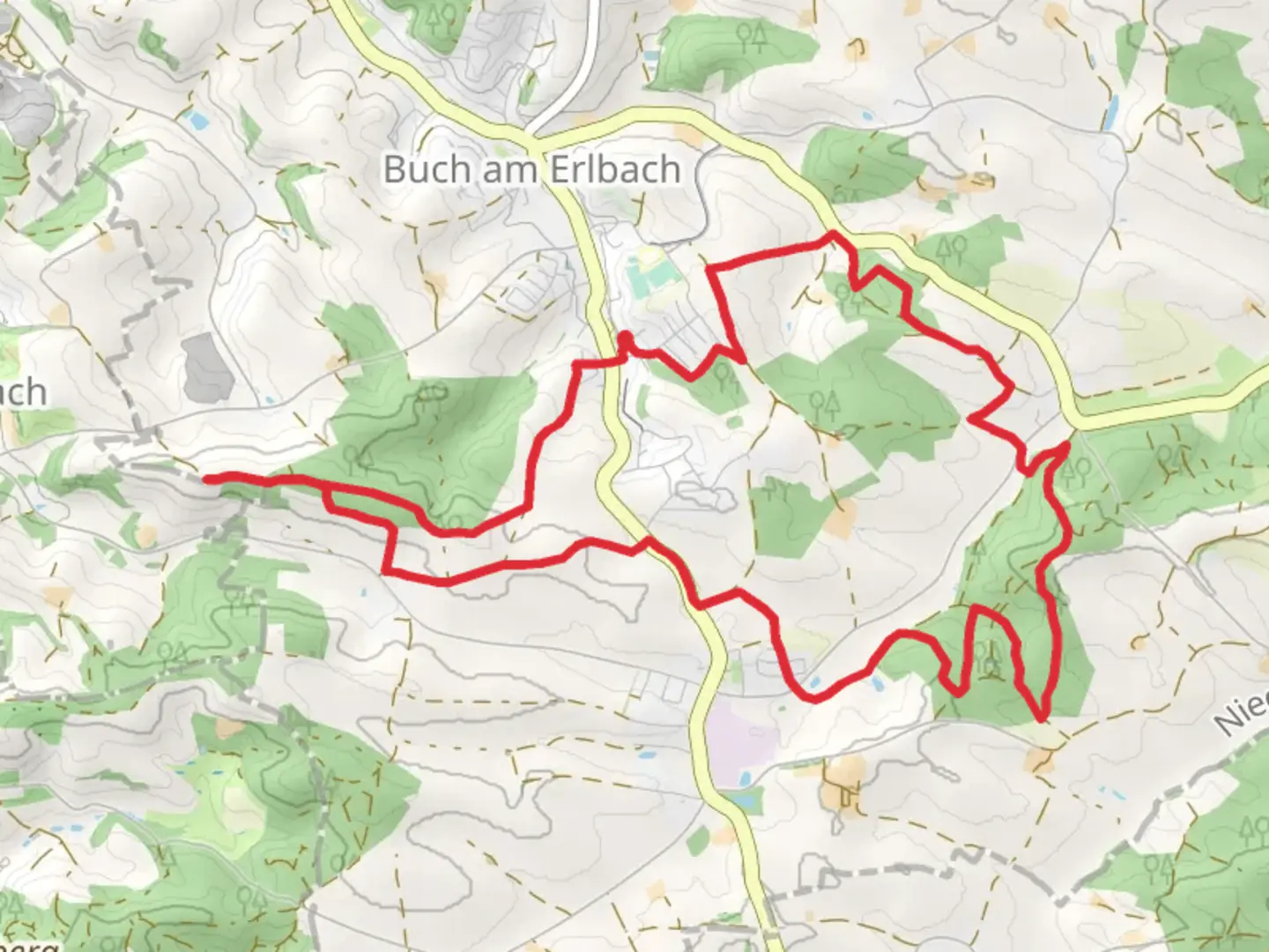 An image depicting the trail Pfrombeck Loop and its surrounding area.