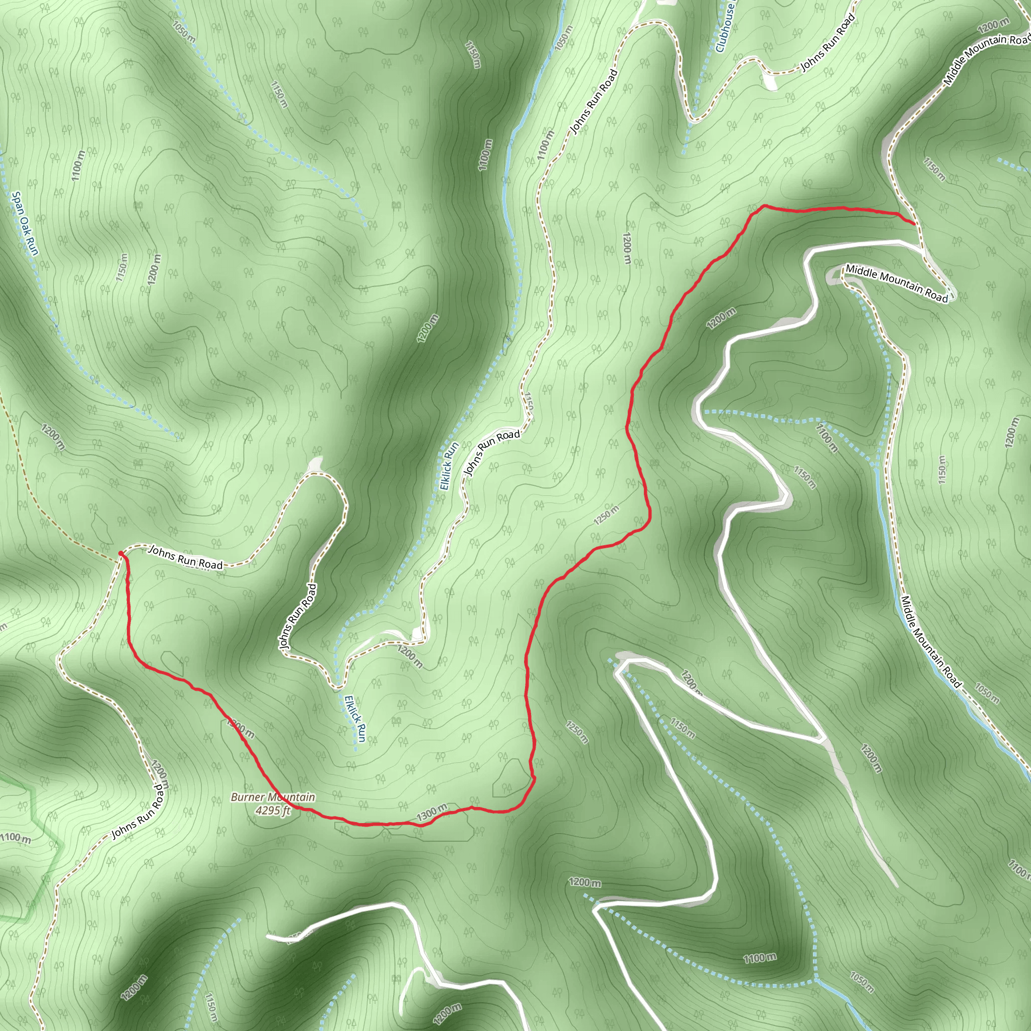 Burner Mountain Trail mobile static map