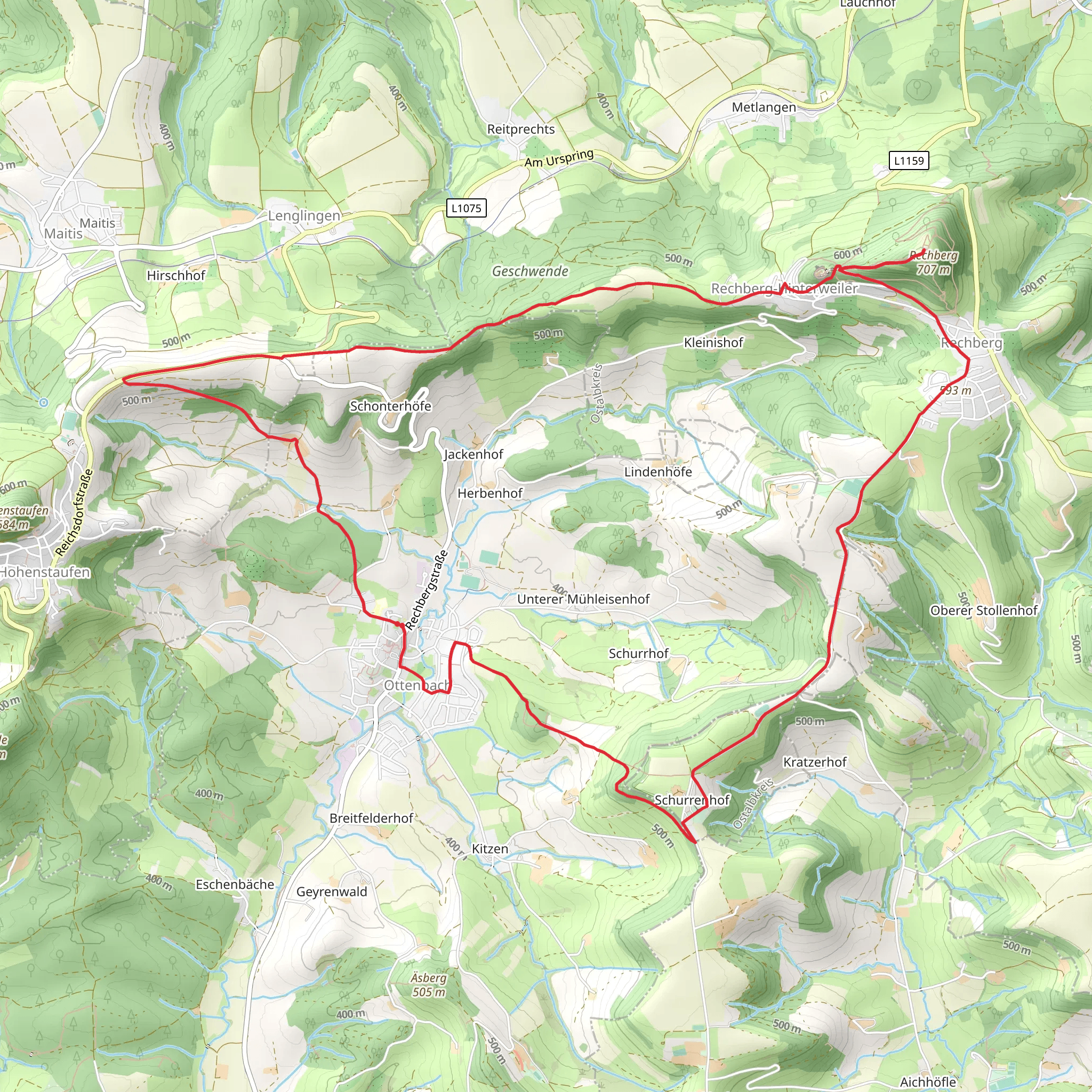 Rechberg and Ottenbach Loop mobile static map