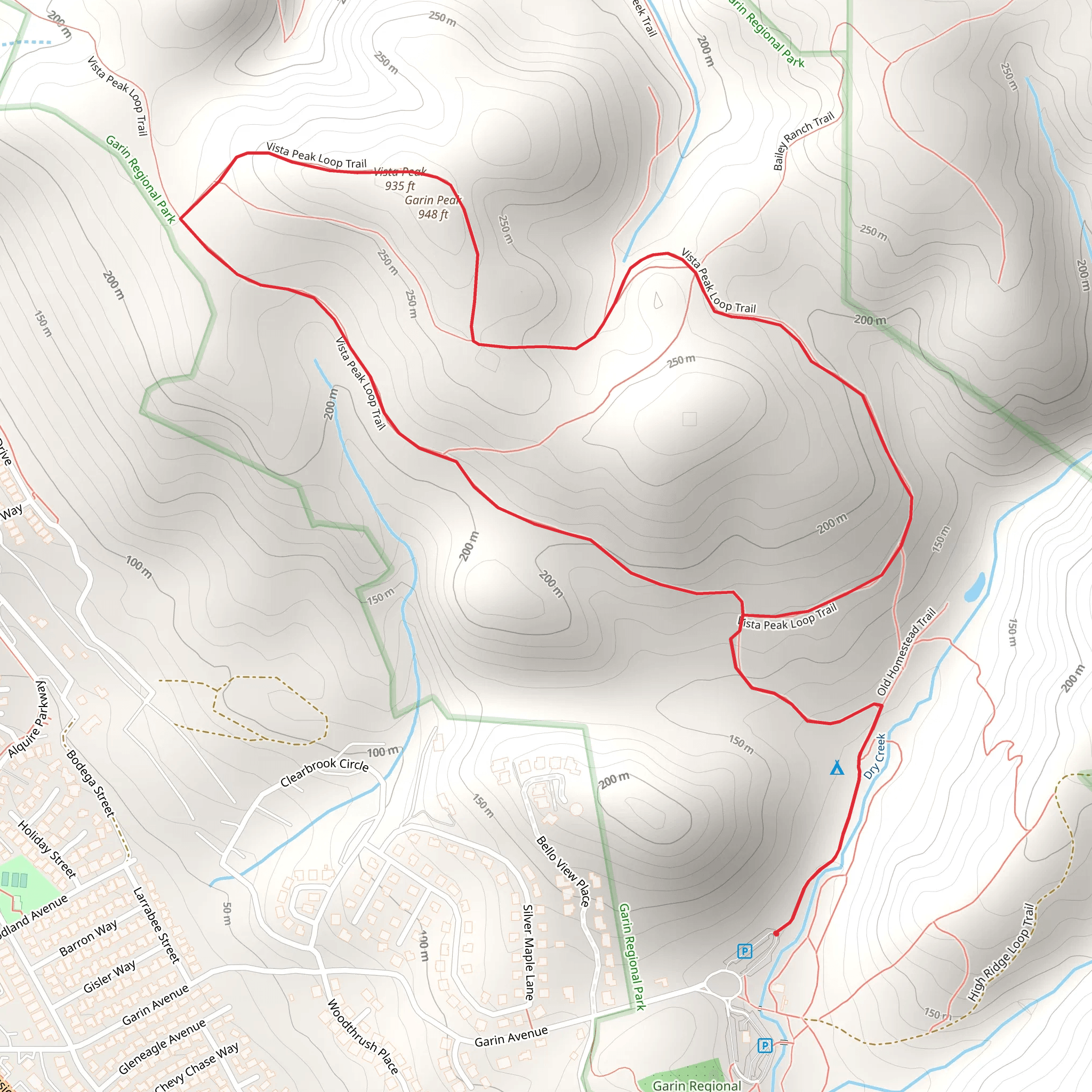 Garin Peak - Vista Peak Loop Trail mobile static map
