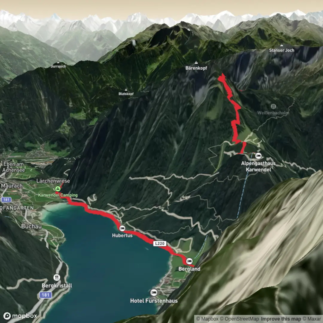 An image depicting the trail Hike from Pertisau and its surrounding area.