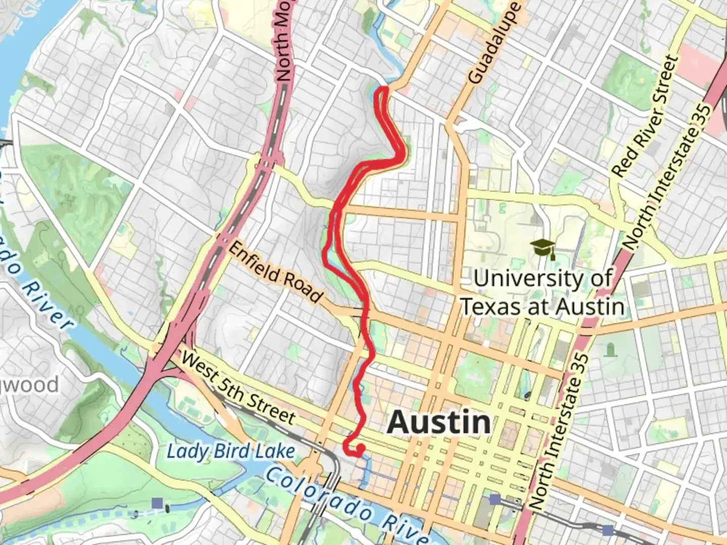 An image depicting the trail Shoal Creek Trail and its surrounding area.