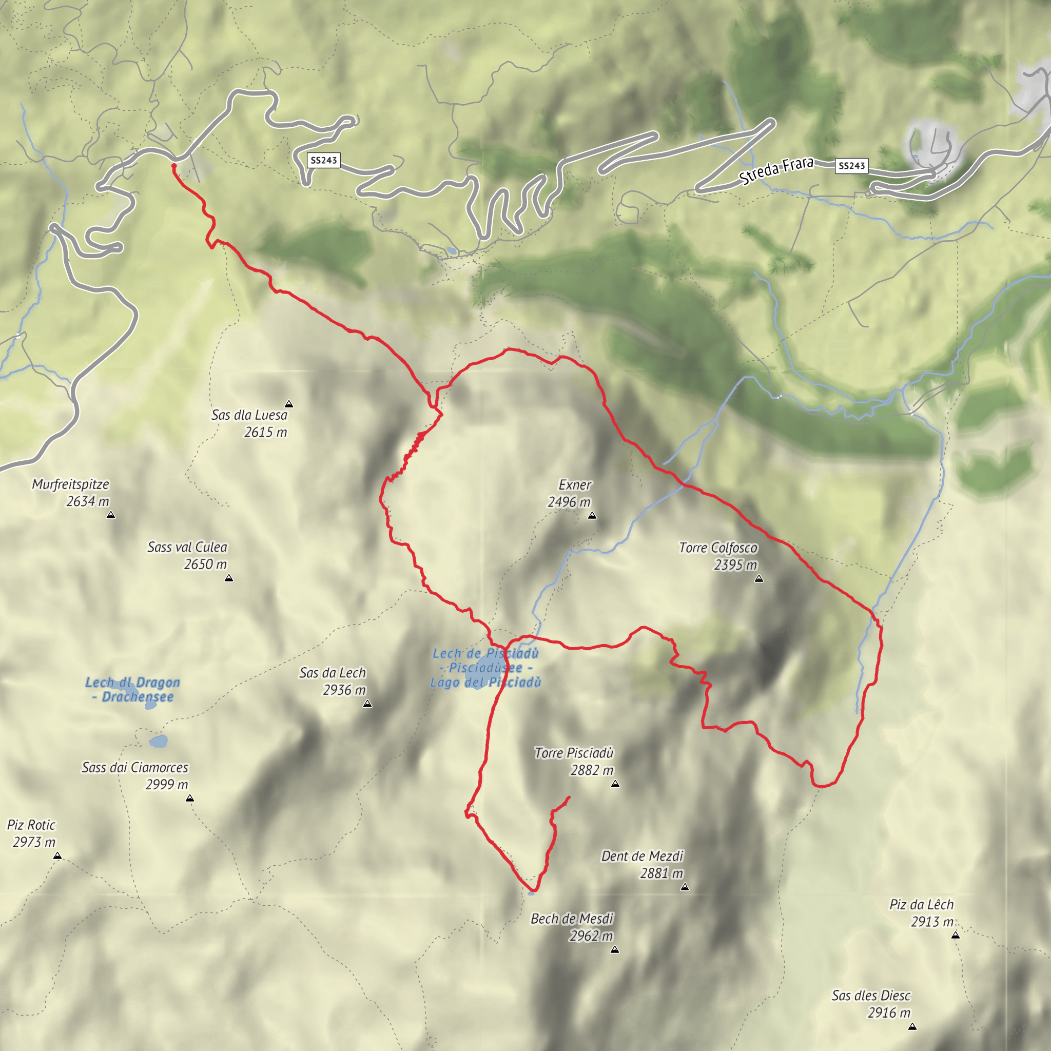 Hike 4 - Passo_Gardena__Cima_Pisciadù mobile static map