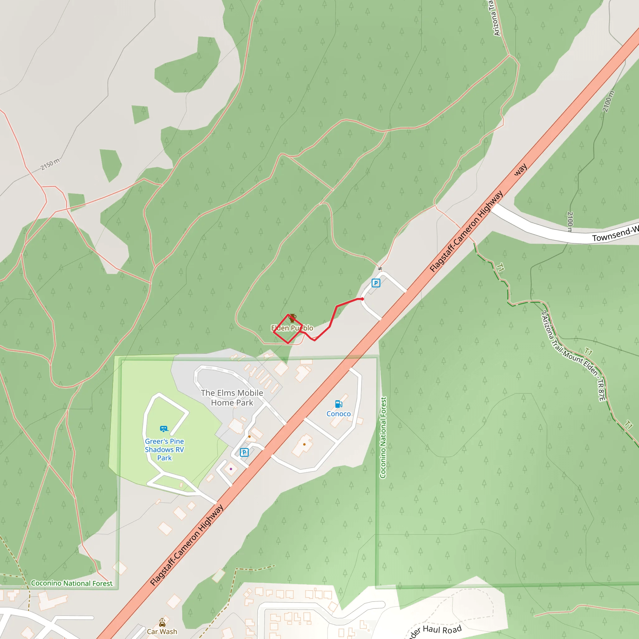 Elden Pueblo Interpretive Loop Trail mobile static map