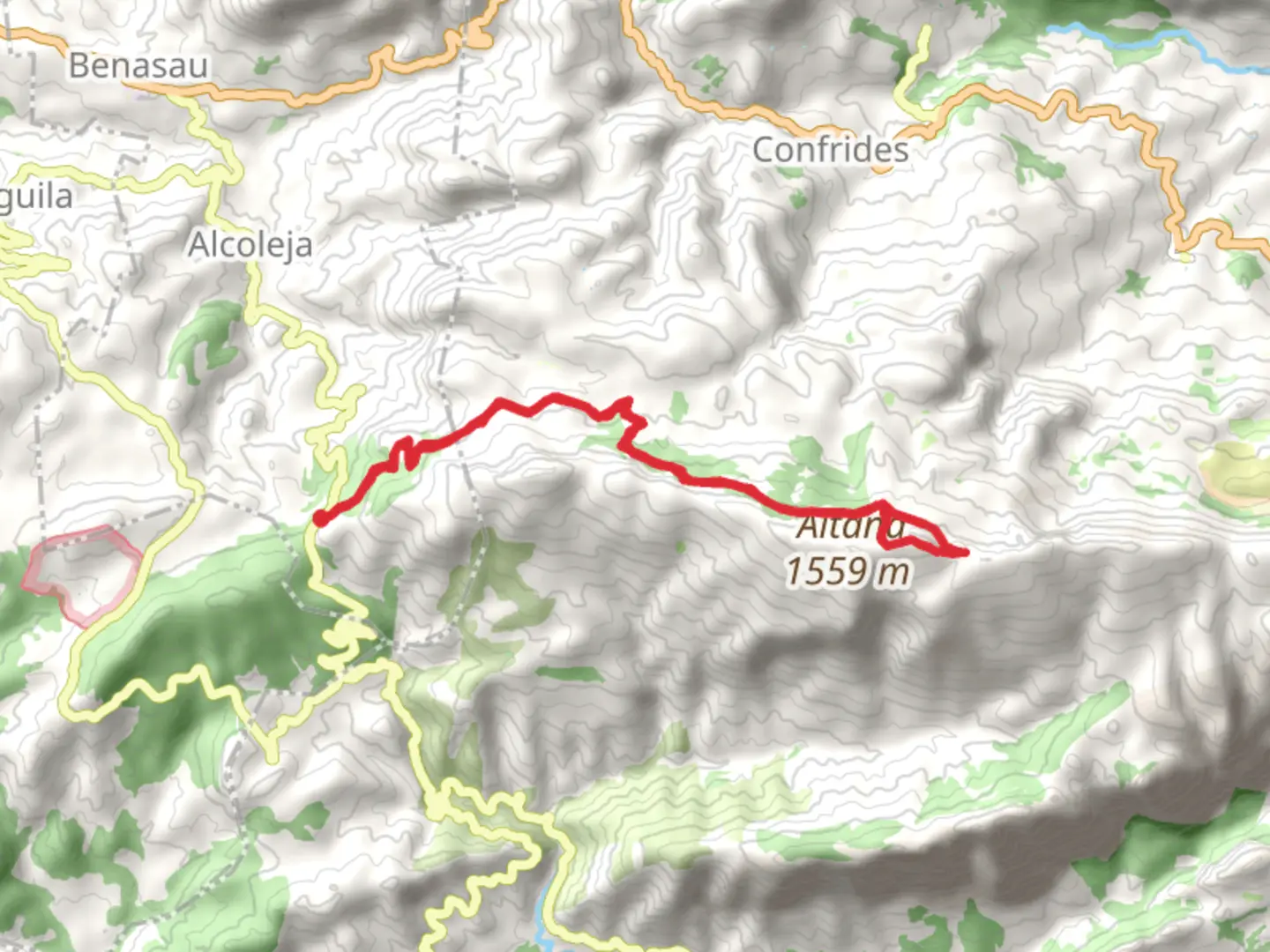 An image depicting the trail Tudons Pass - Aitana Summit PR CV 020 and its surrounding area.