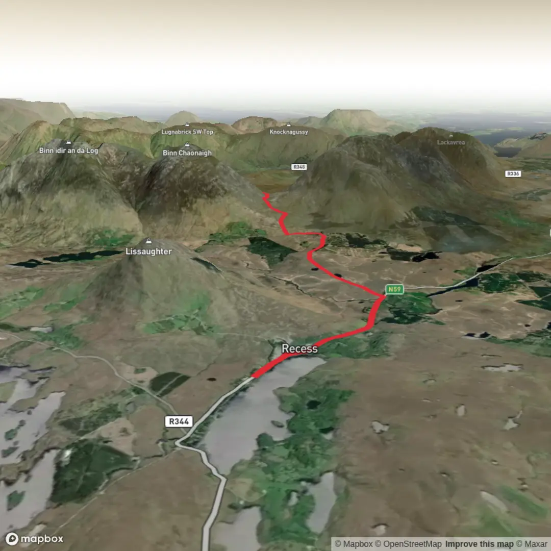 An image depicting the trail Mám Éan ón Sraith salach and its surrounding area.