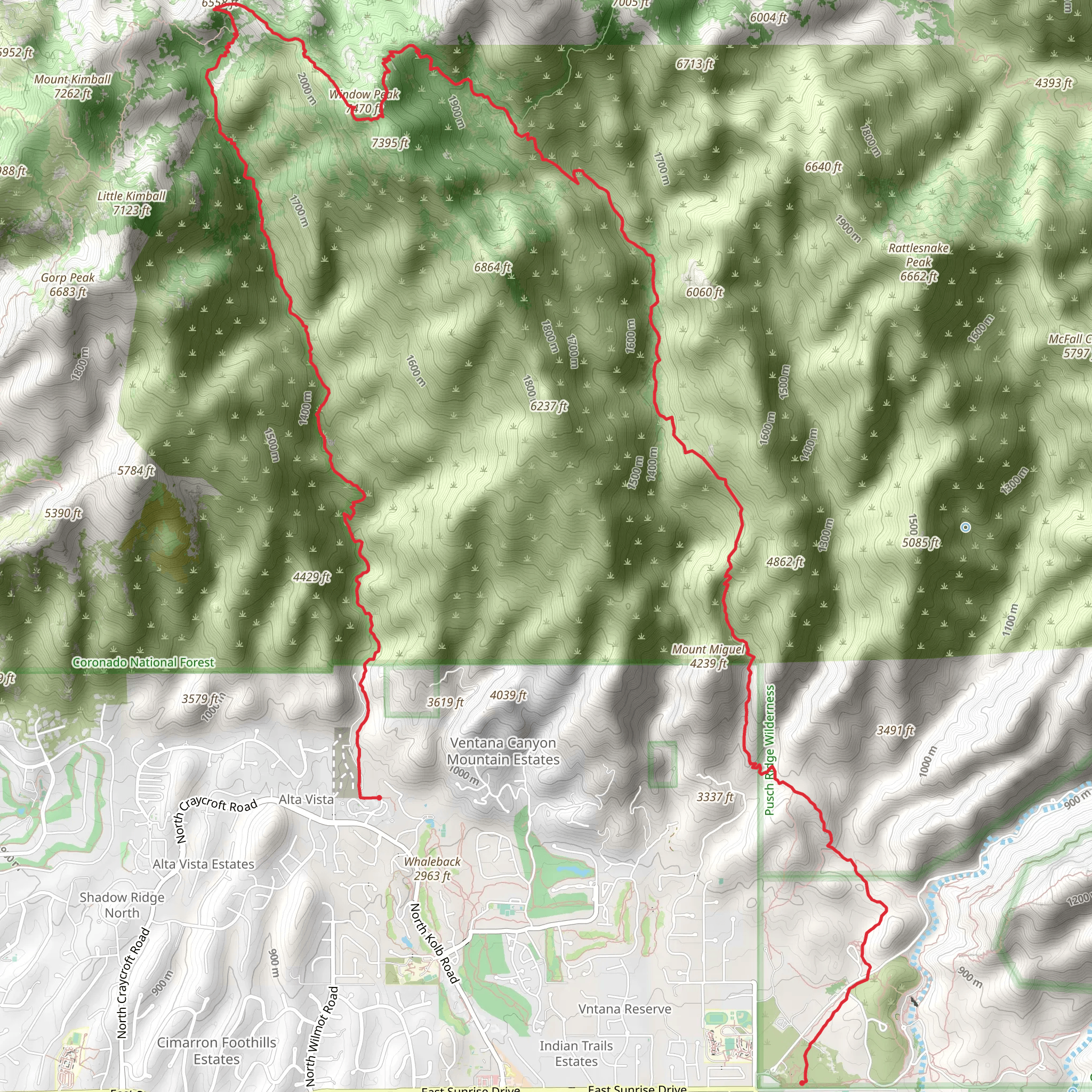 Ventana and Esperero Trail mobile static map