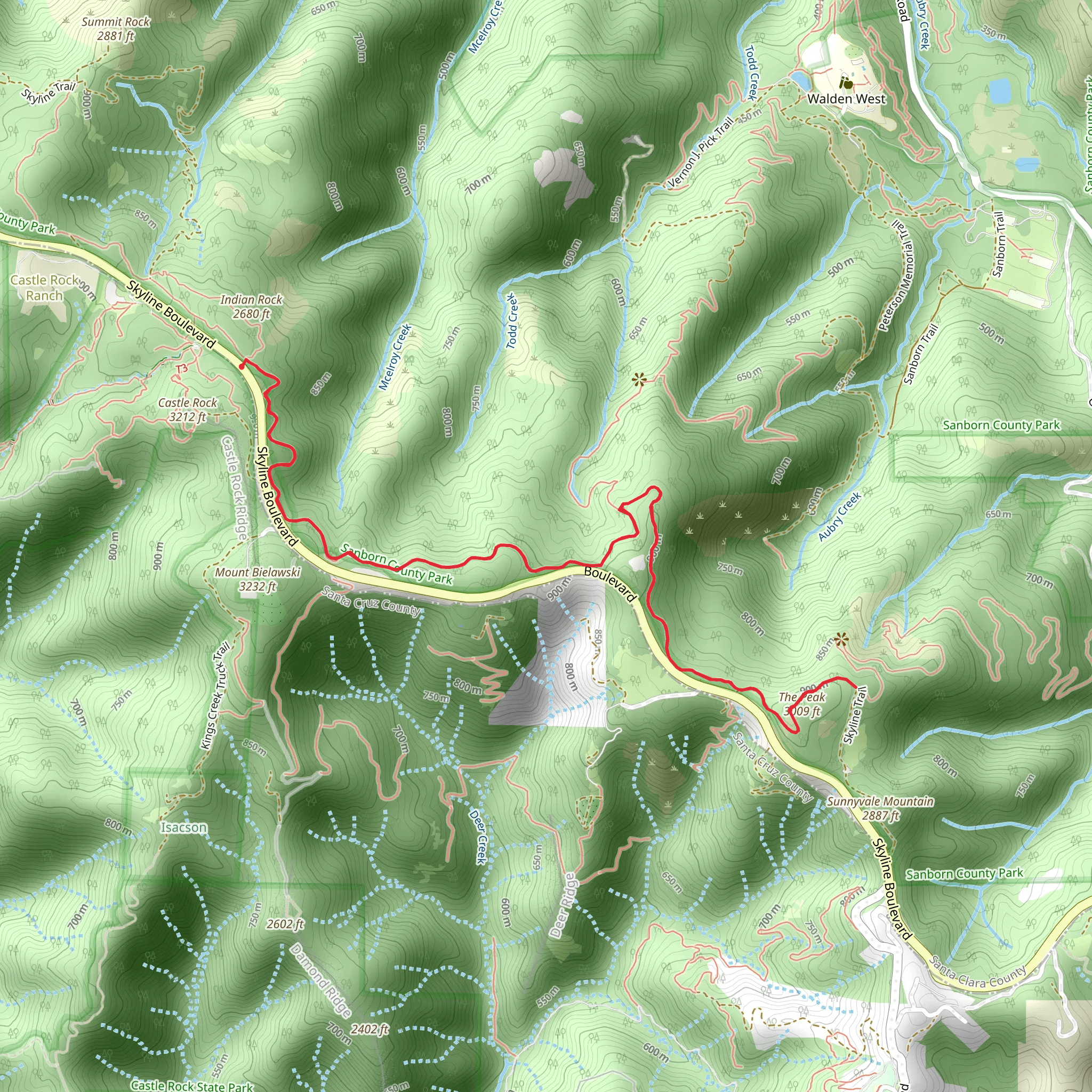 The Peak via Skyline Trail mobile static map