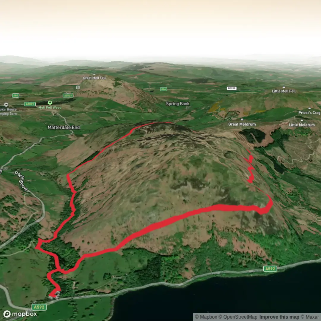 An image depicting the trail Aira Force - Gowbarrow Fell Loop and its surrounding area.