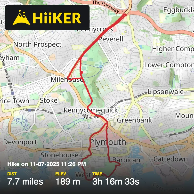 A map preview of the recording Midnight Walk - 11 Jul 2025.