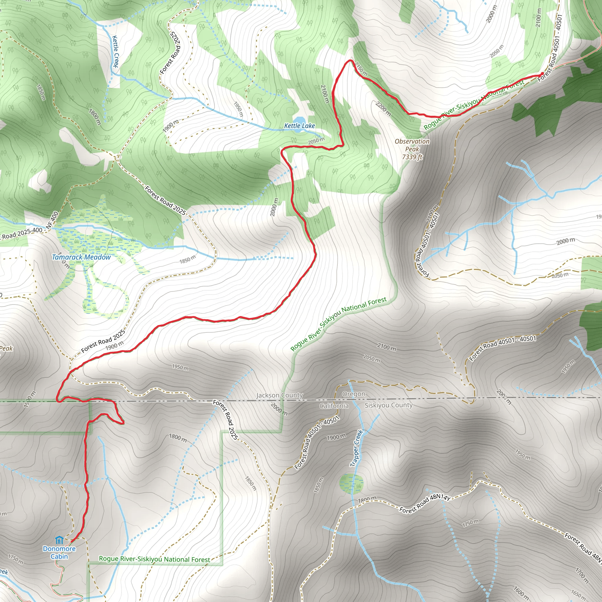 Donomore Meadows via PCT mobile static map