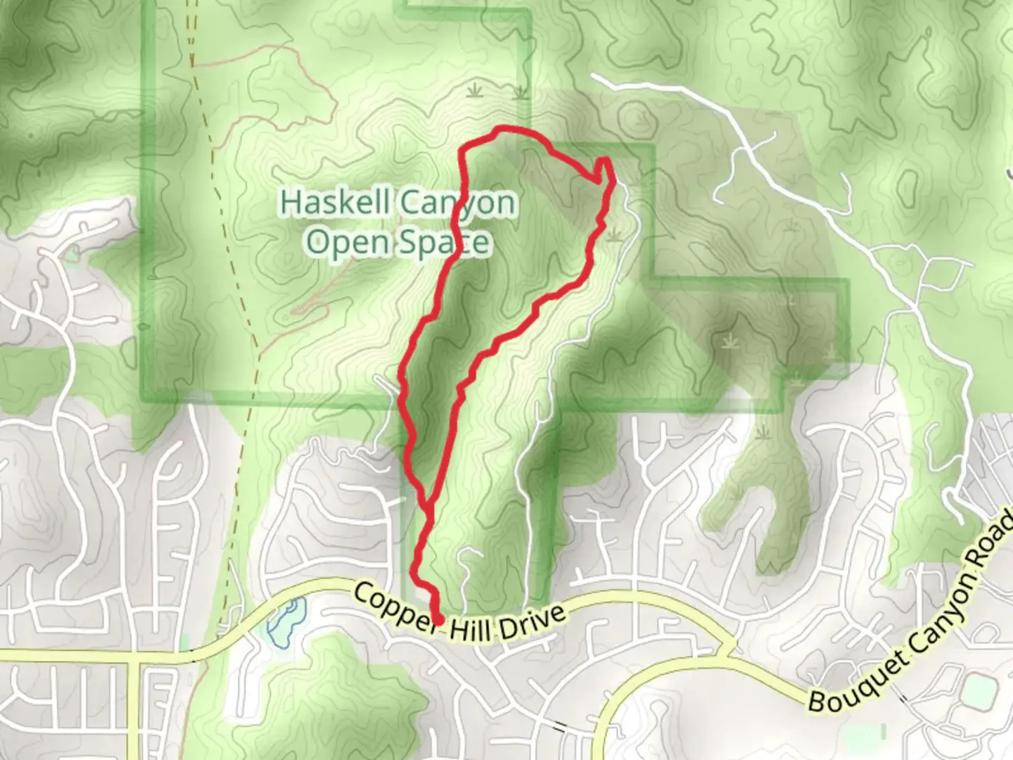 An image depicting the trail Haskell Open Space Loop and its surrounding area.