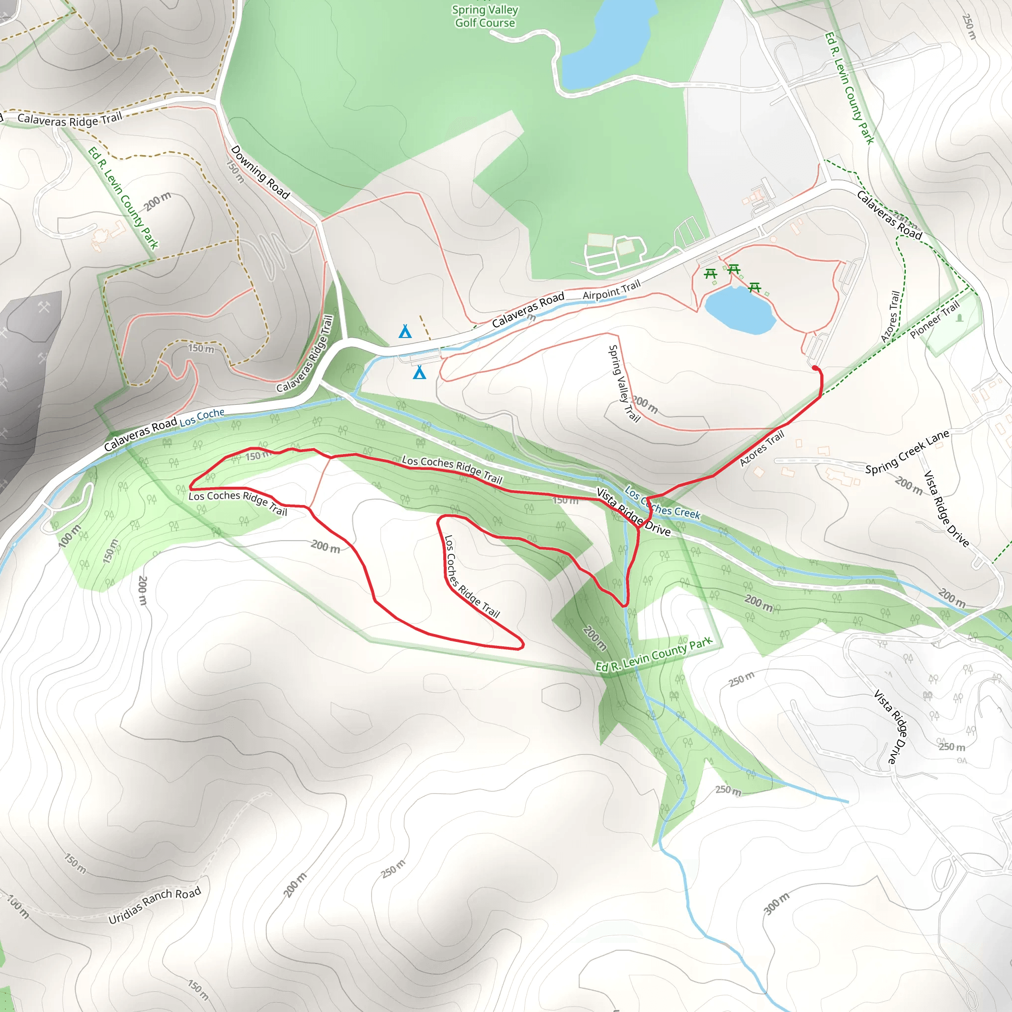 Spring Valley Trail and Los Coches Ridge Loop Trail mobile static map