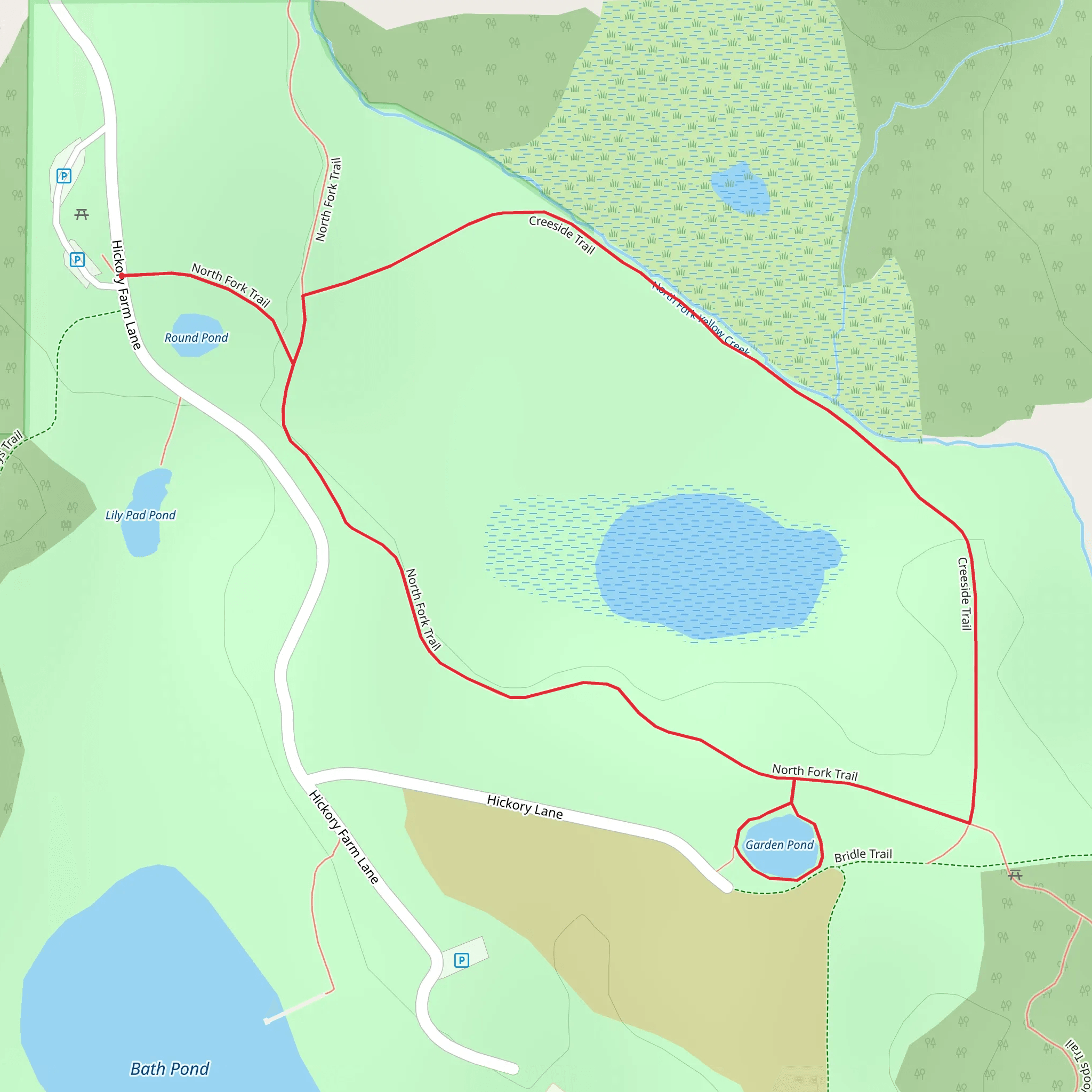 North Fork, Creeside and Garden Pond Loop Trail mobile static map