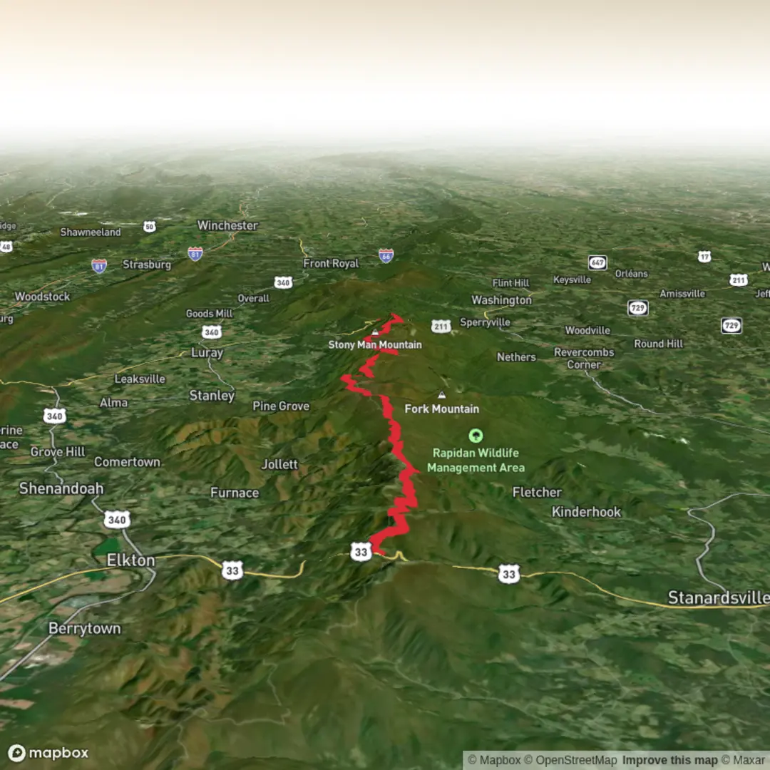 An image depicting the trail Hike in Shenandoah National Park via the Appalachian Trail and its surrounding area.