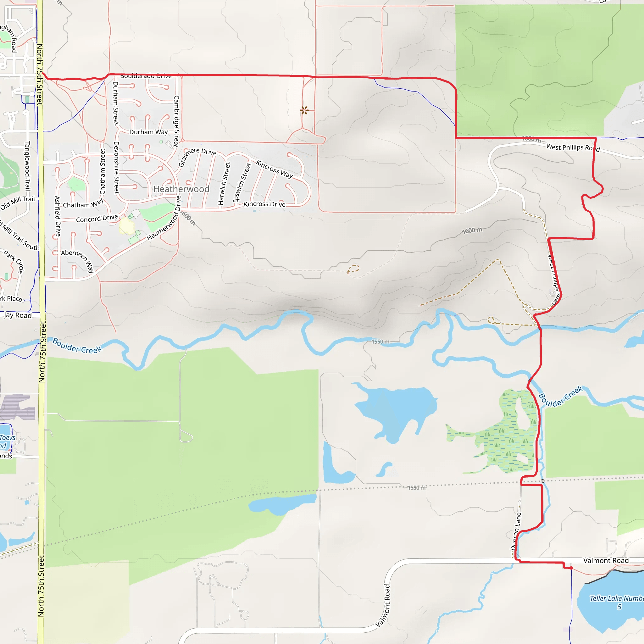 East Boulder - Gunbarrel Trail mobile static map