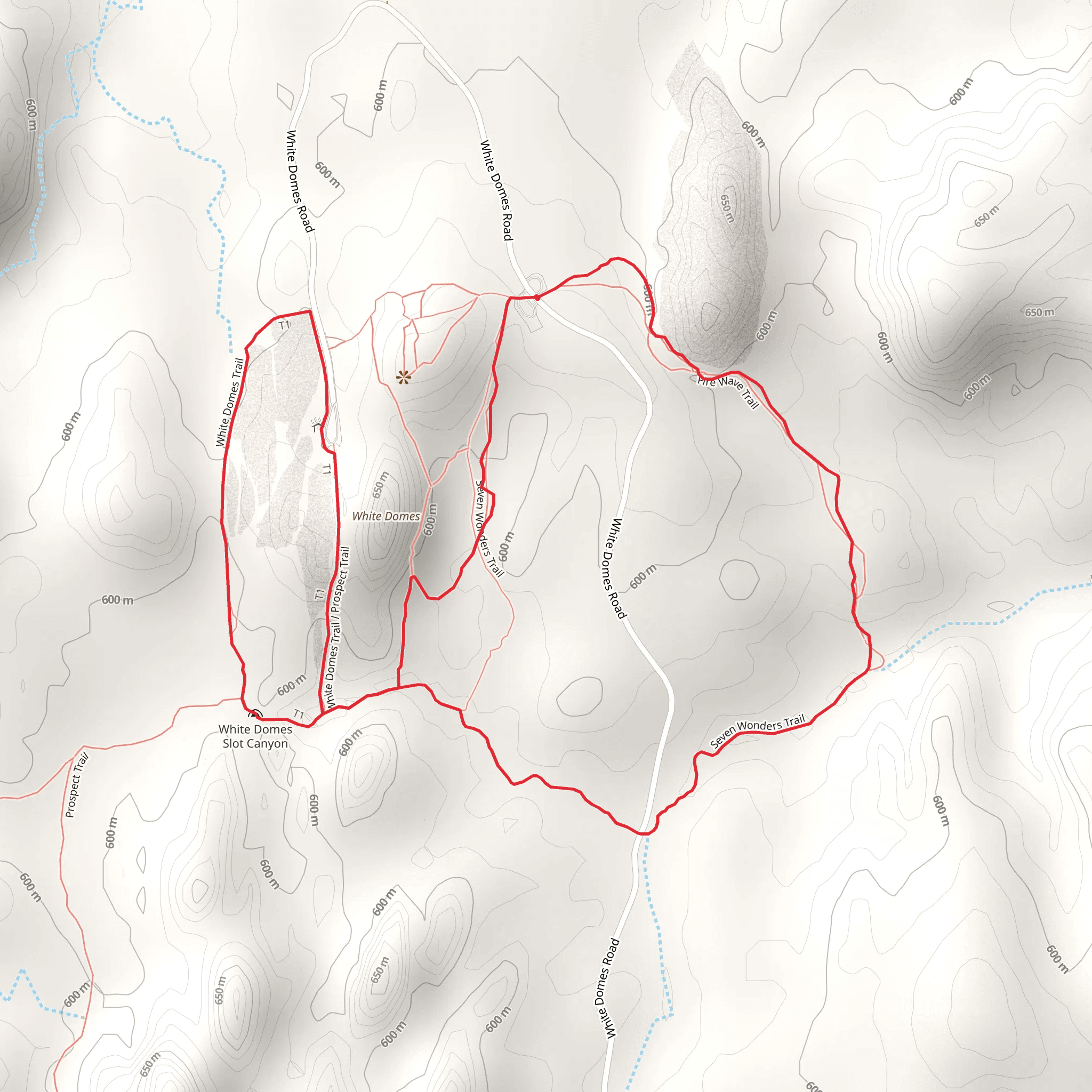 Fire Wave and White Domes Loop Trail mobile static map