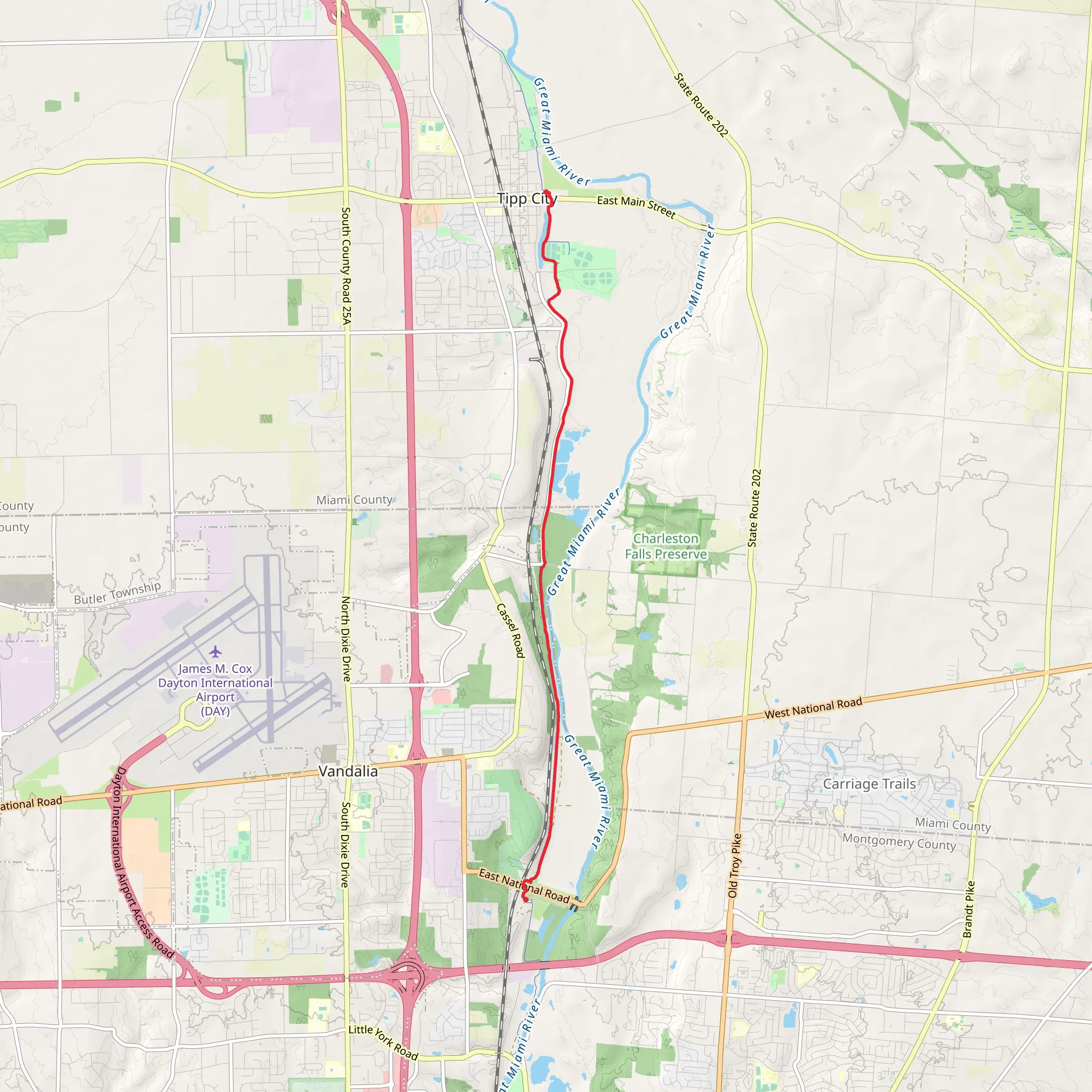 Great Miami River via Buckeye Trail mobile static map