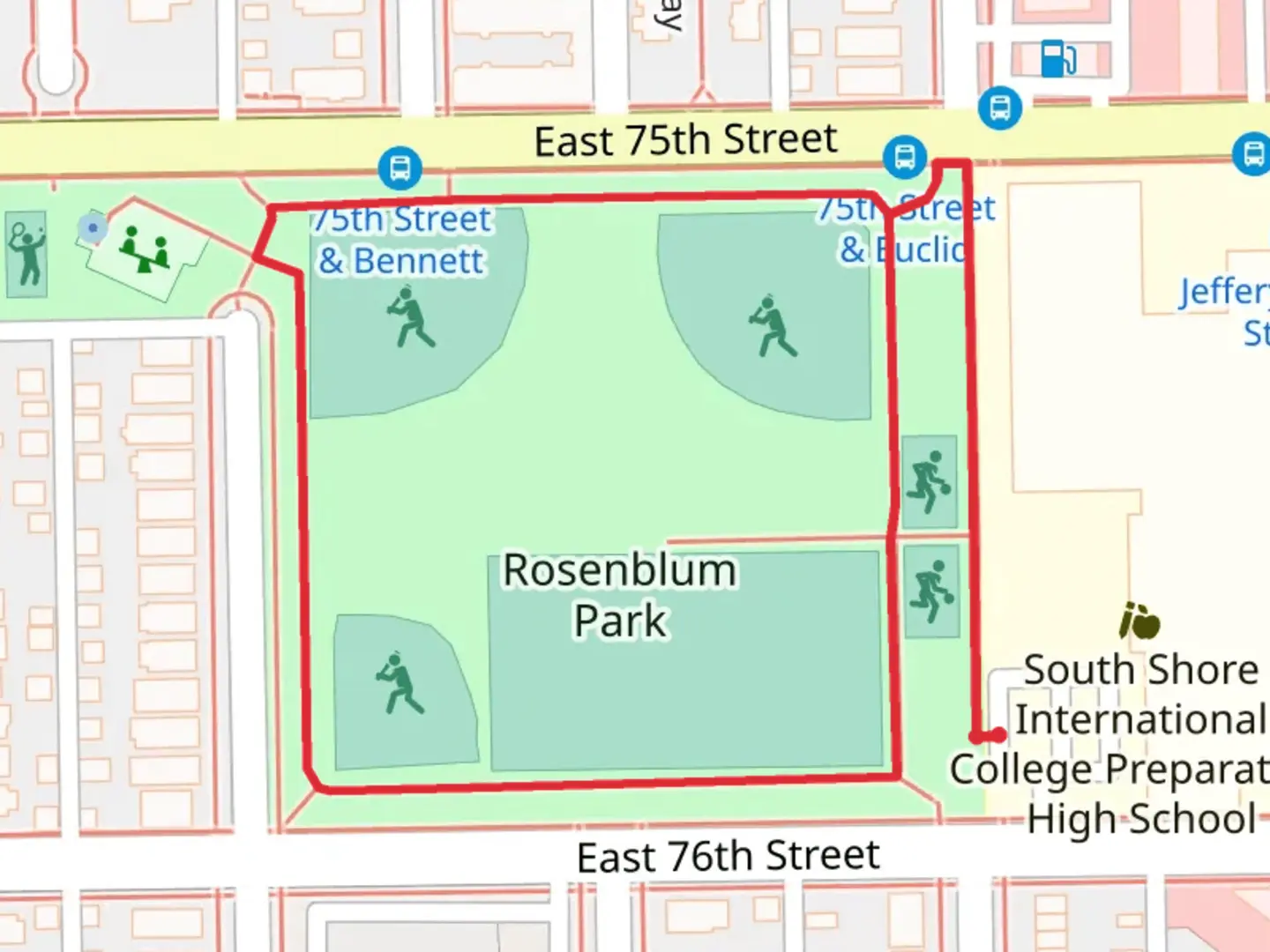 An image depicting the trail Rosenblum Park Loop and its surrounding area.