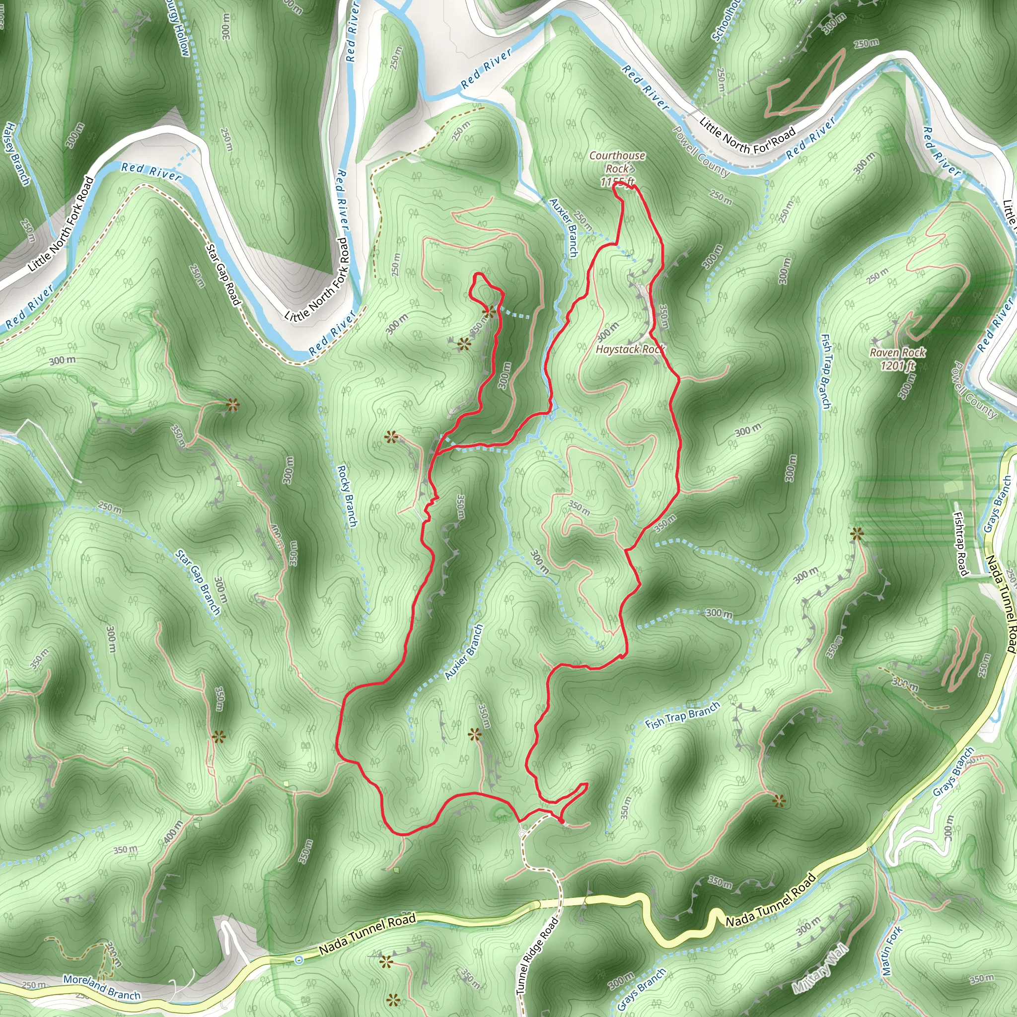 Courthouse Rock - Double Arch - Auxier Ridge Loop Trail mobile static map