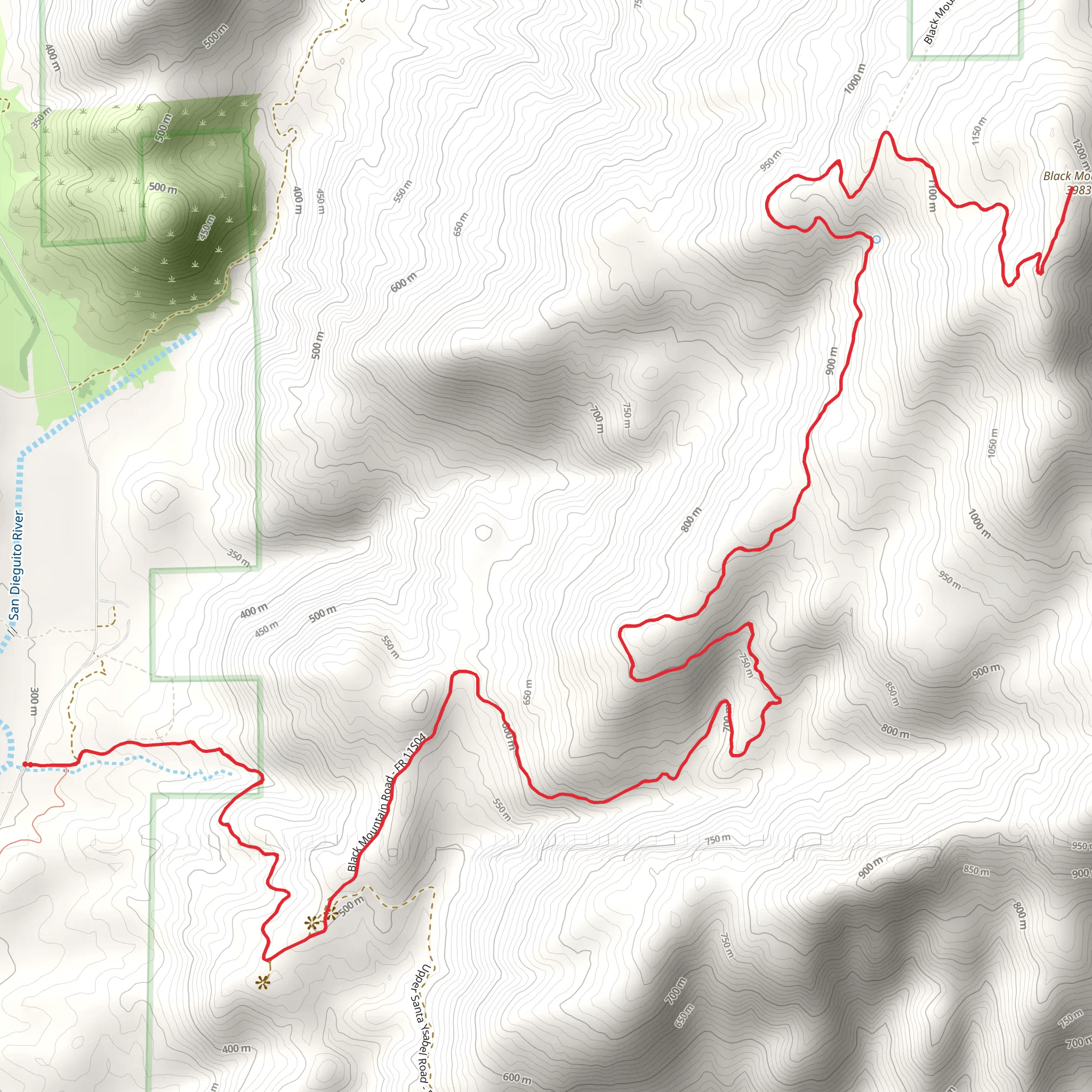Black Mountain from Pamo Road mobile static map