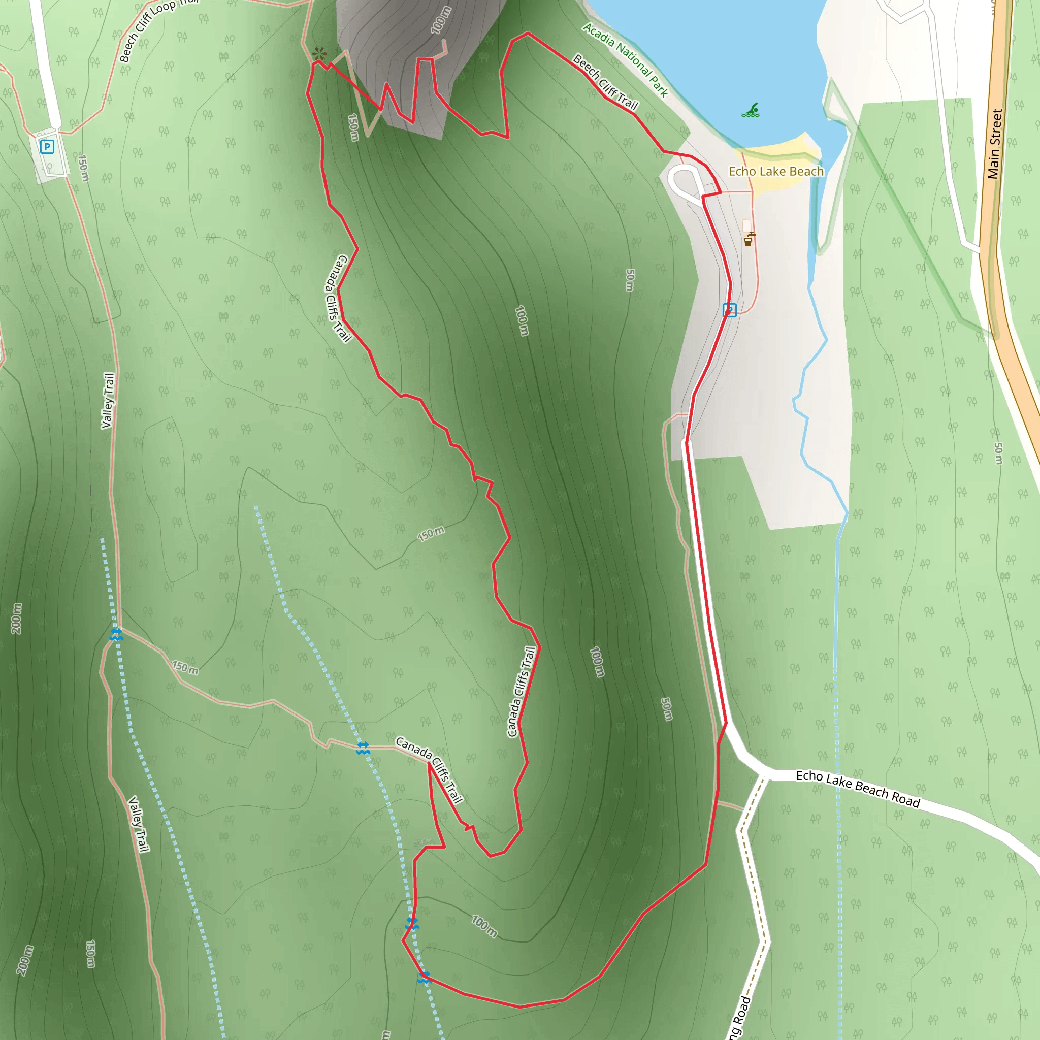 Beech and Canada Cliffs Trail mobile static map