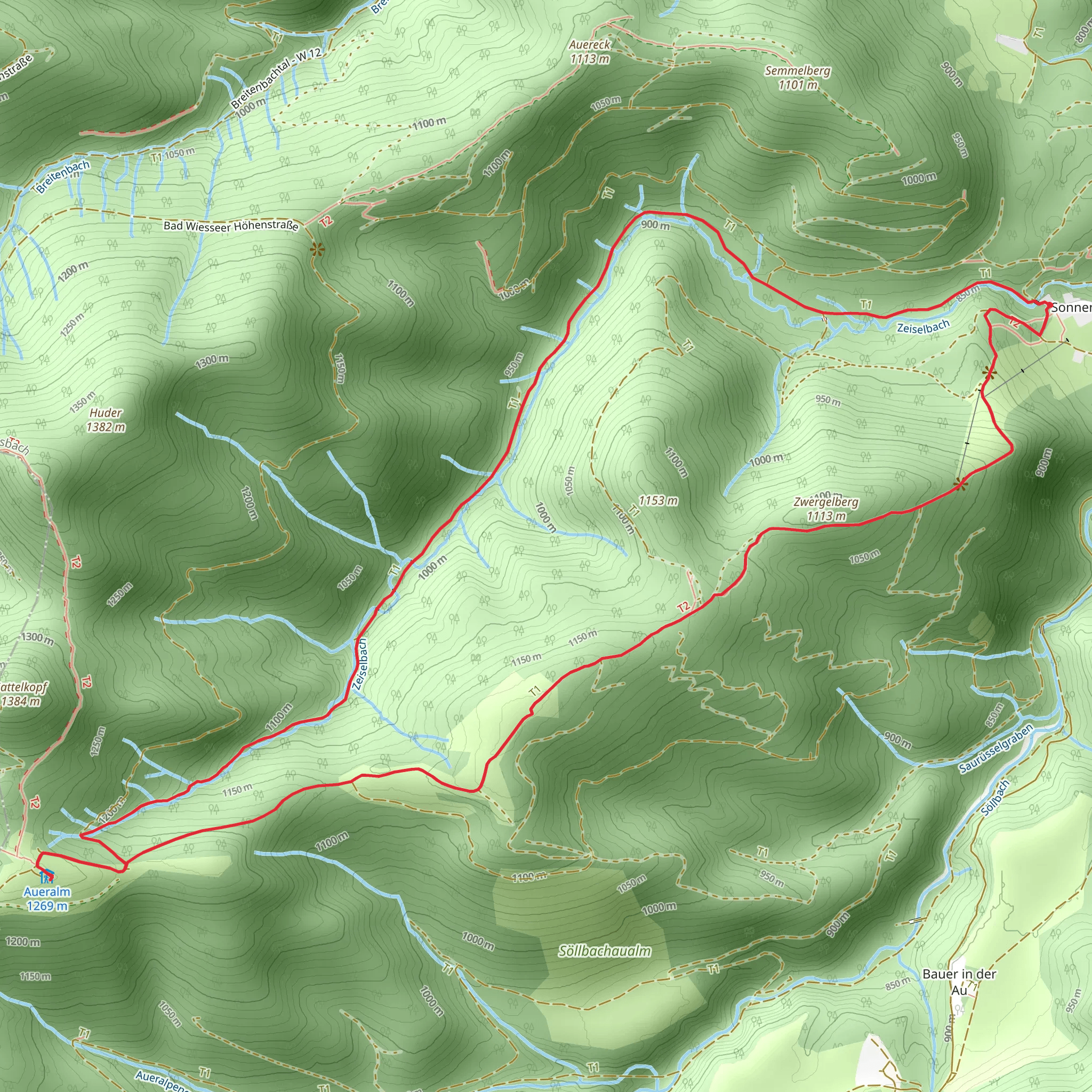 Zwergelberg and Zeiselbach Loop via Wanderweg mobile static map
